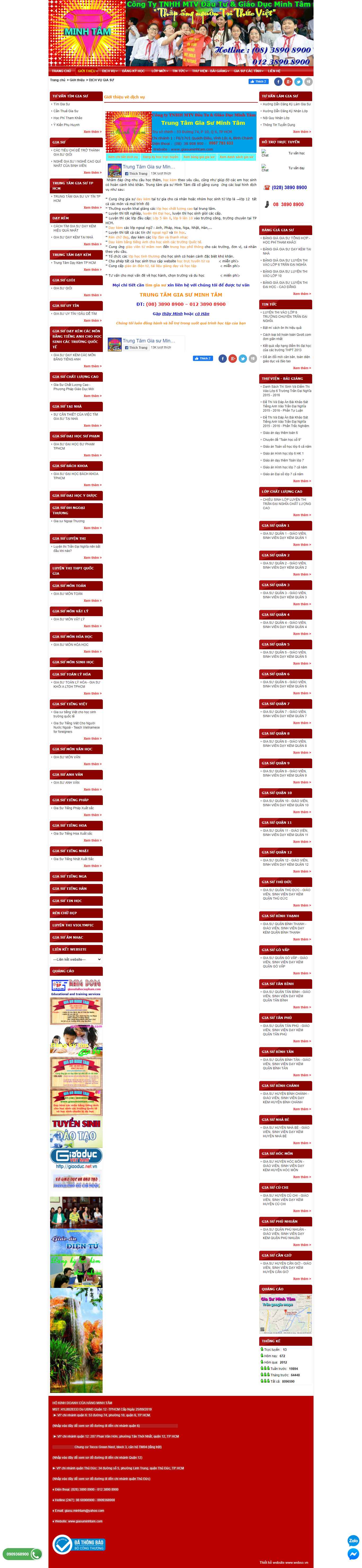 Thiết kế Web trung tâm gia sư giasuminhtam.com