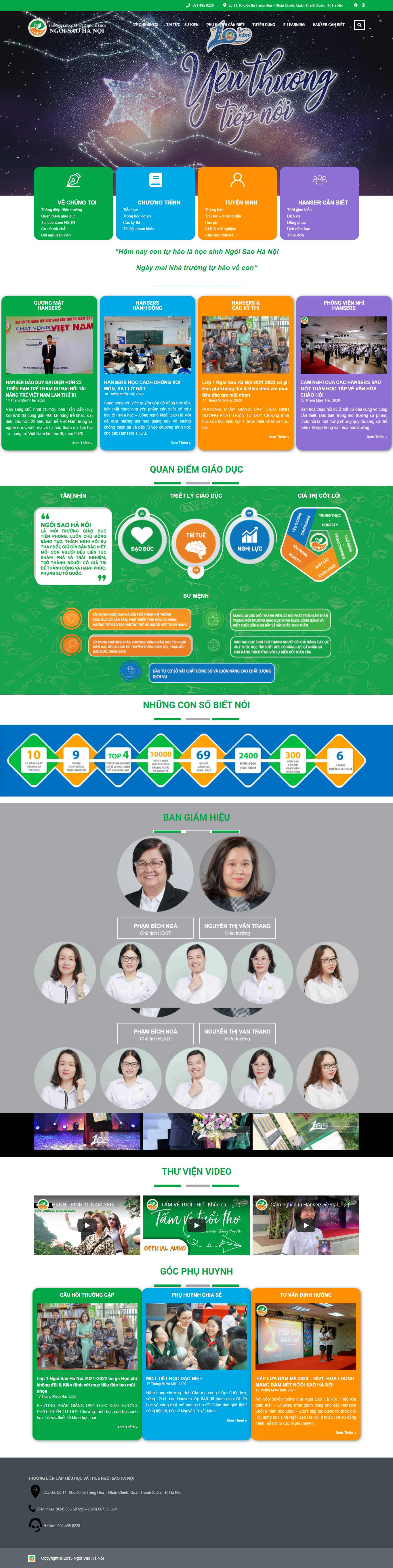 Thiết kế Web trường cấp 1 hanoistar.edu.vn