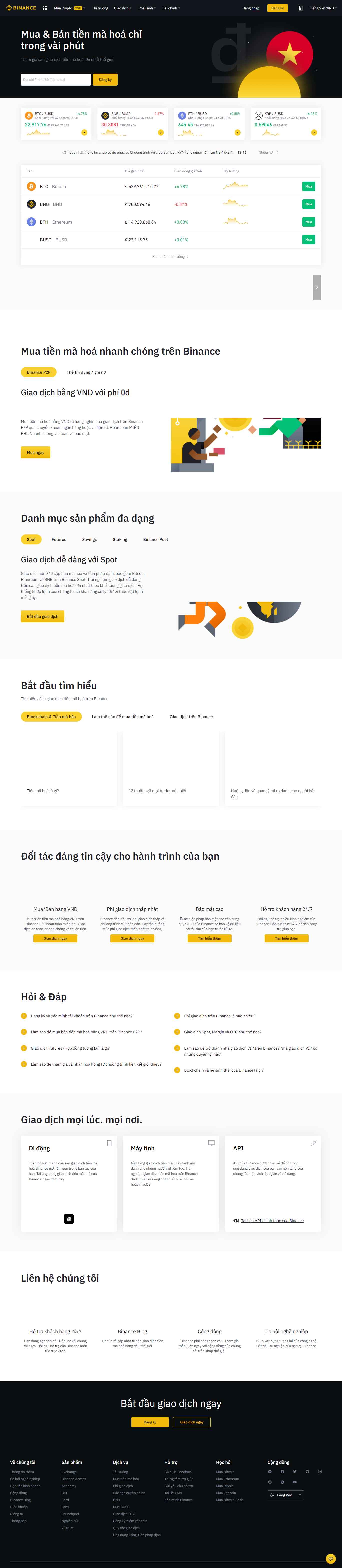 Thiết kế Web sàn giao dịch binance.com