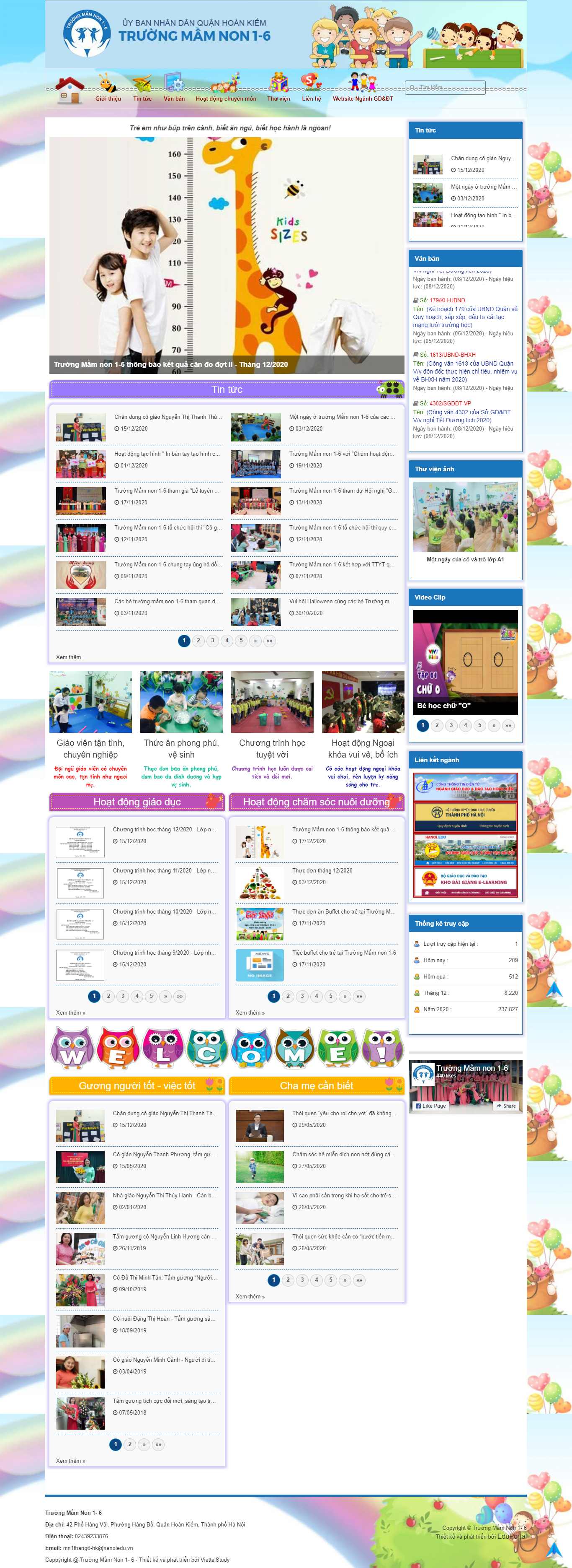 Thiết kế Web trường mầm non mn1-6.hoankiem.edu.vn