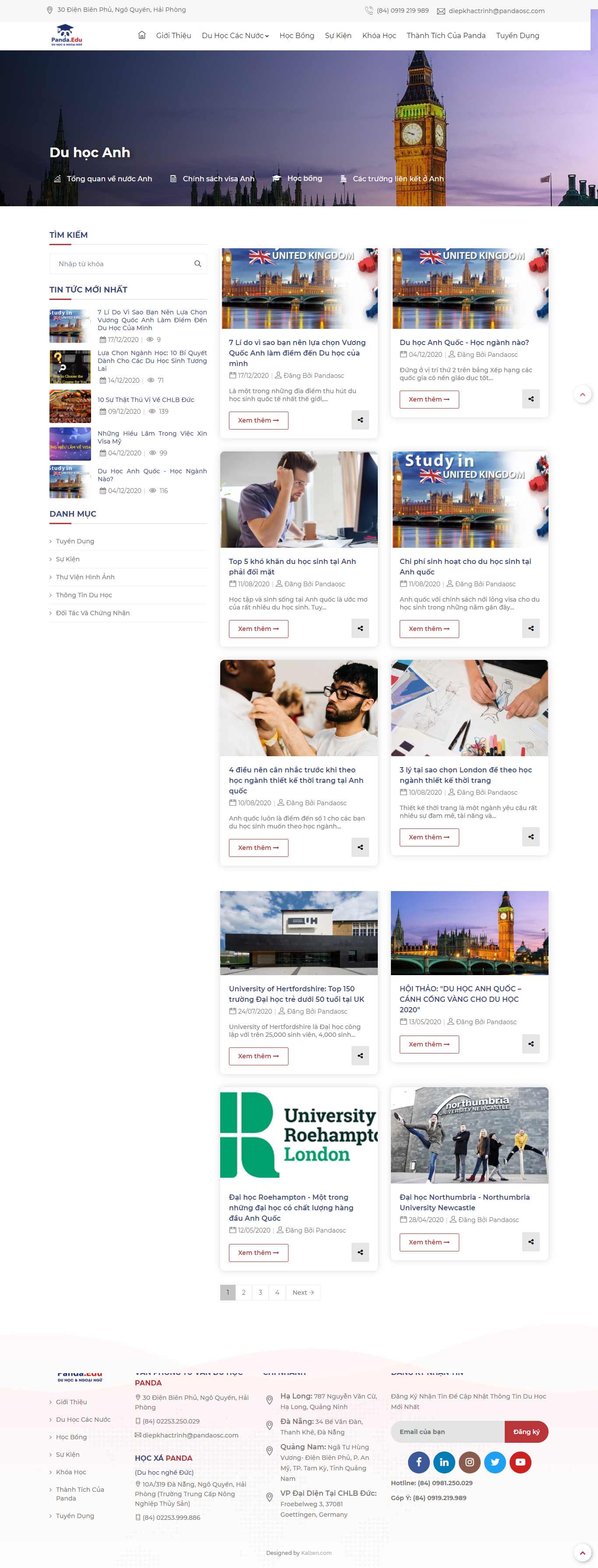 Thiết kế Web du học anh pandaedu.vn