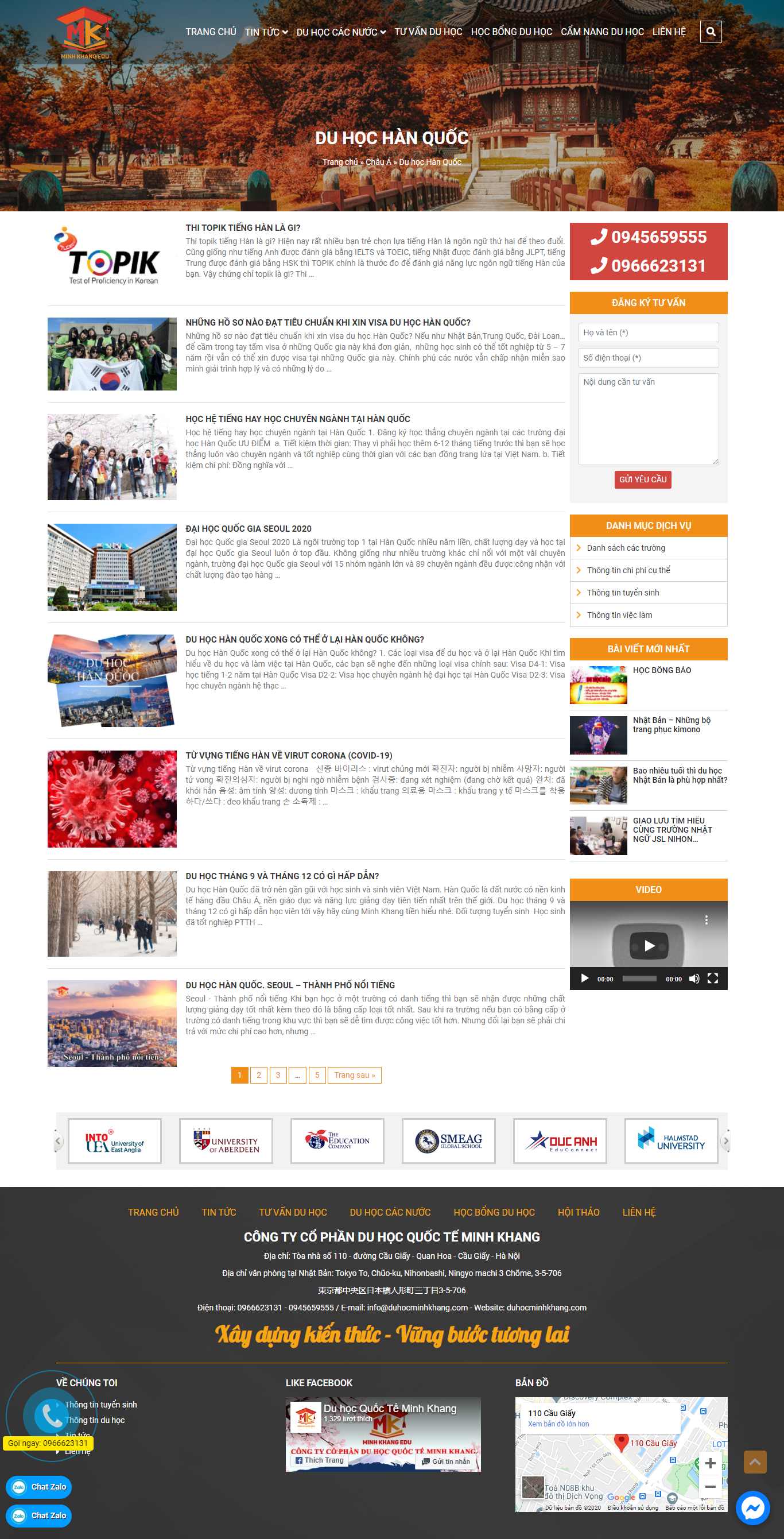 Thiết kế Web du học hàn quốc duhocminhkhang.com