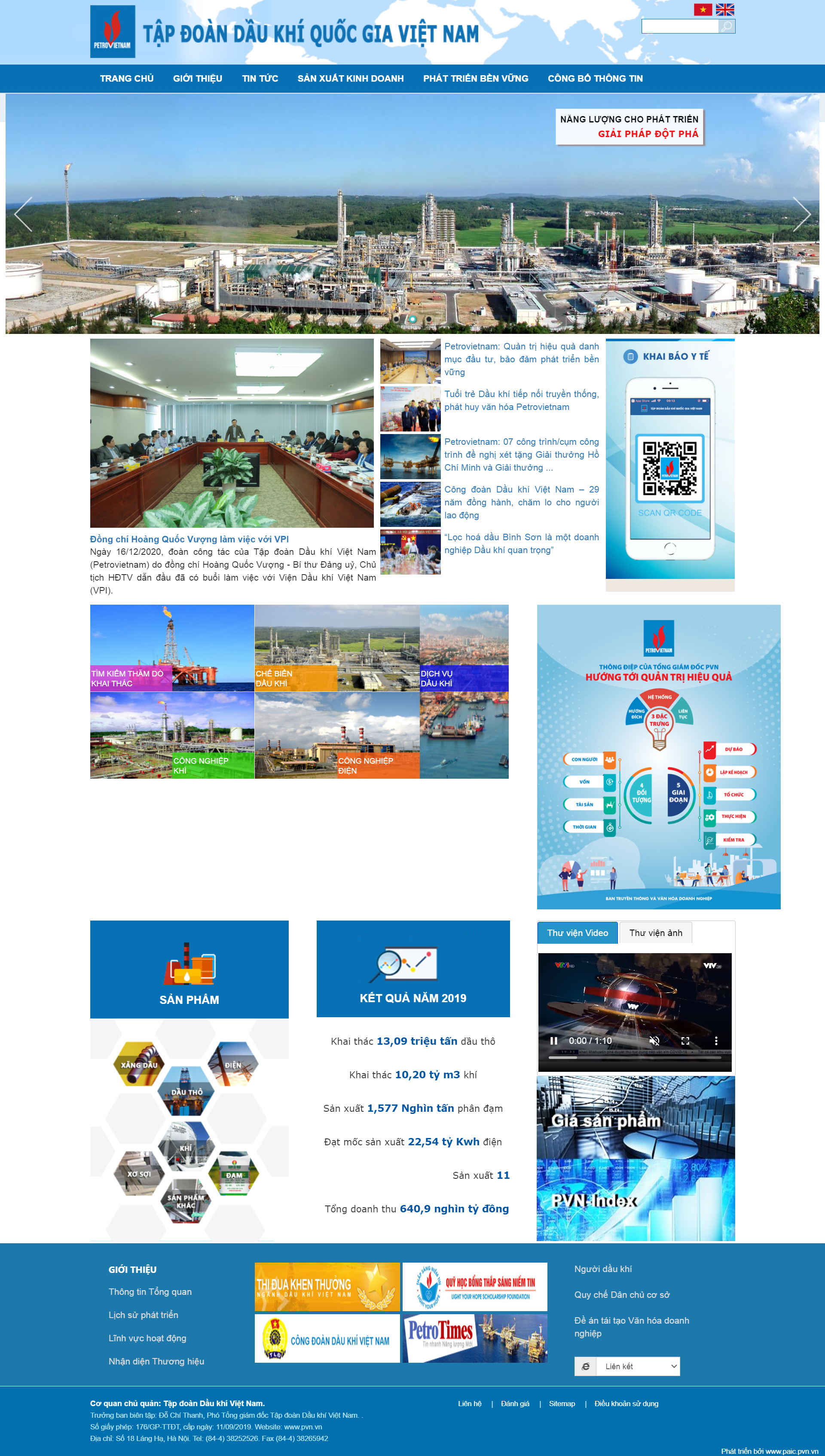 Thiết kế Web dầu khí pvn.vn