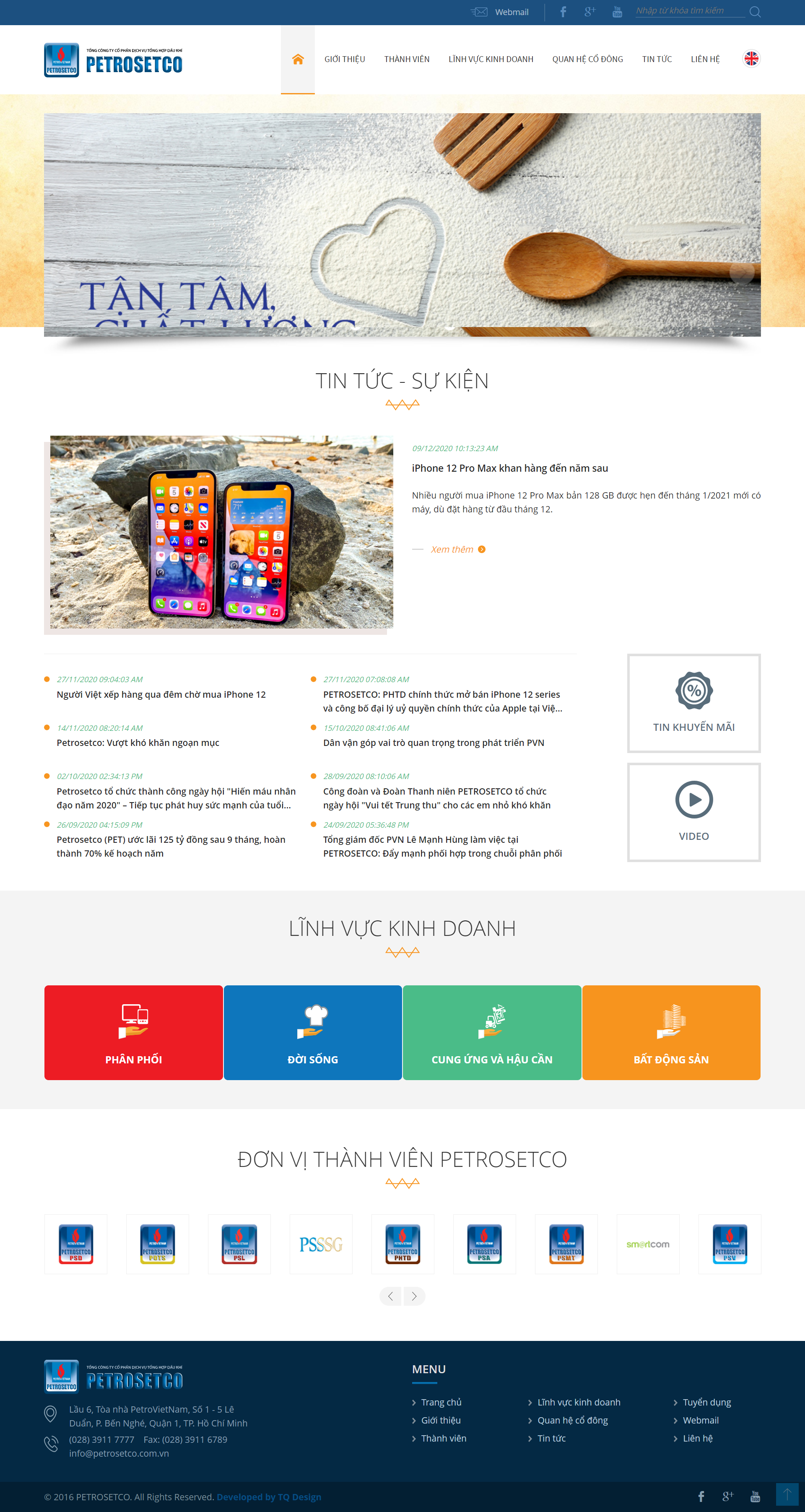 Thiết kế Web dầu khí petrosetco.com.vn