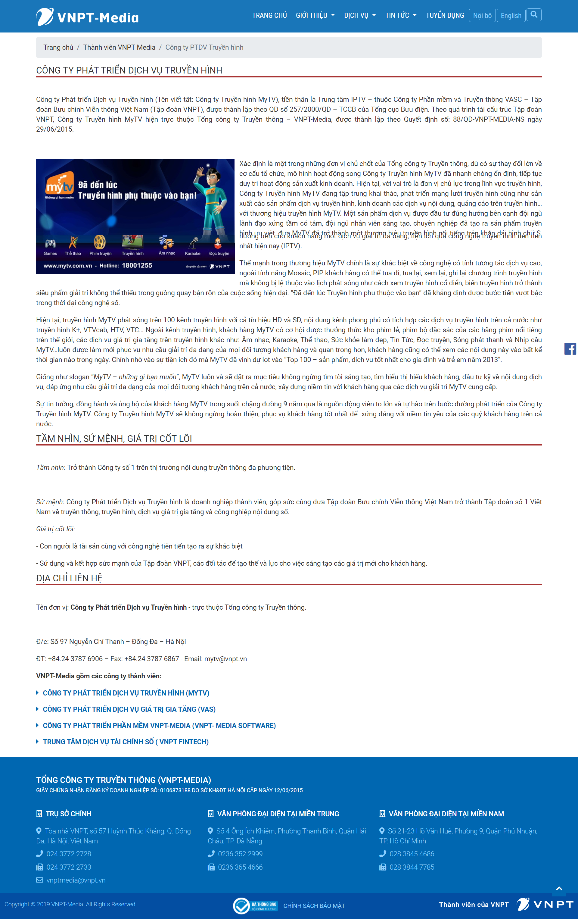 Thiết kế Web truyền hình vnptmedia.vn