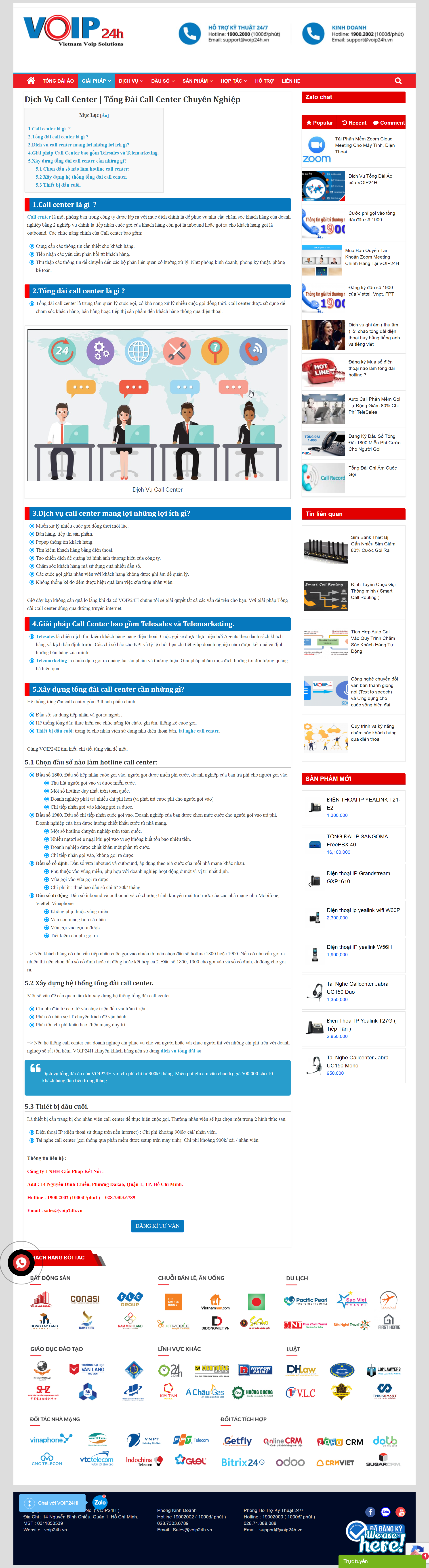 Thiết kế Web lắp đặt tổng đài voip24h.vn