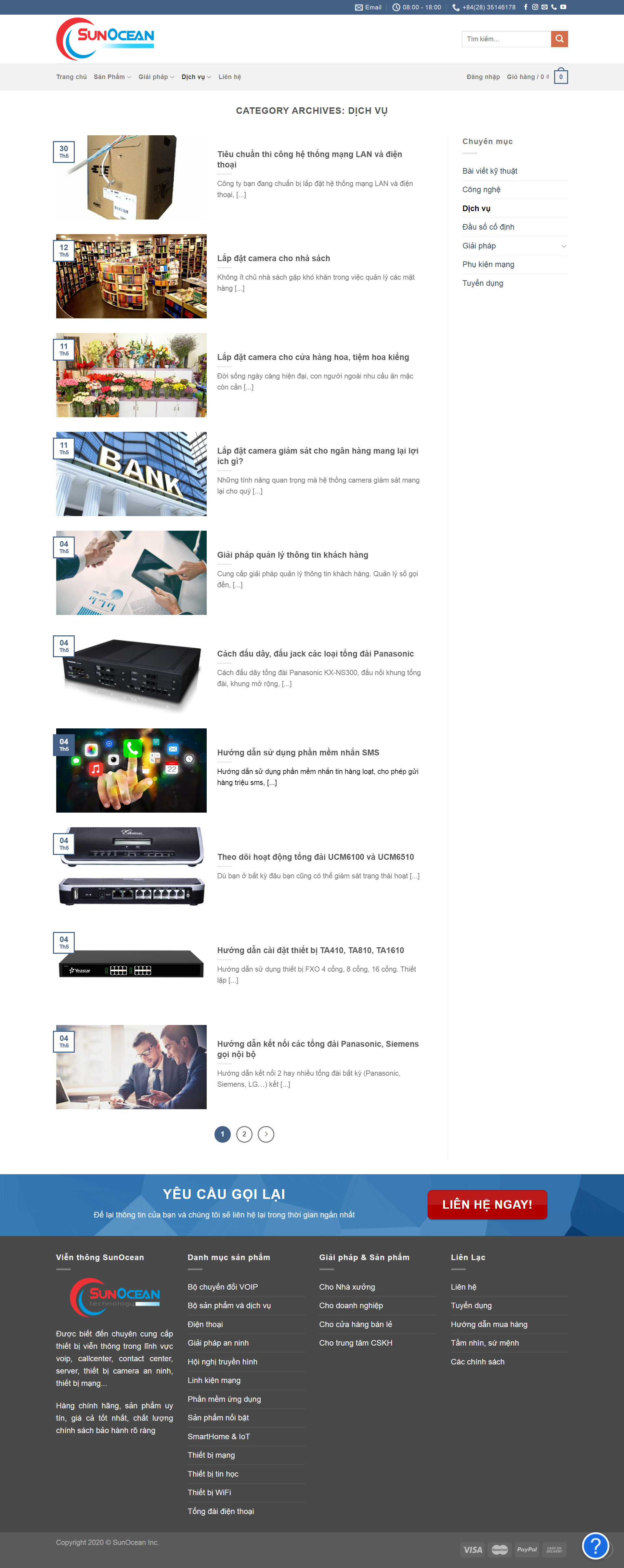 Thiết kế Web lắp đặt tổng đài sunocean.com.vn