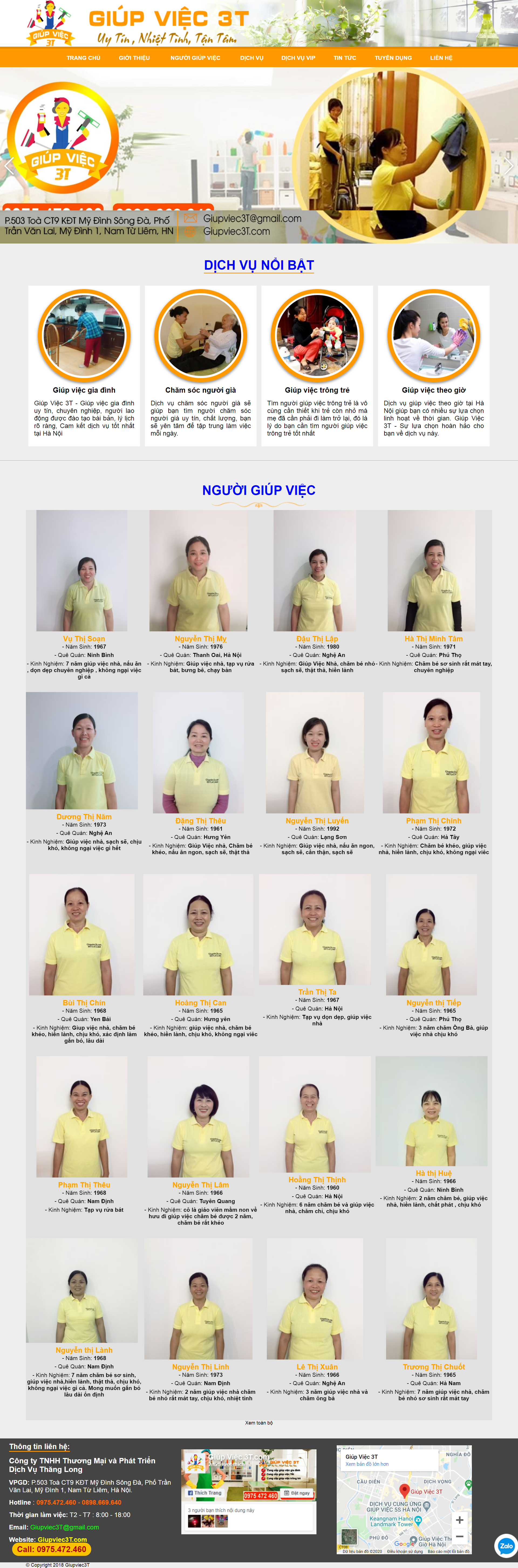 Thiết kế Web dịch vụ giúp việc giupviec3t.com