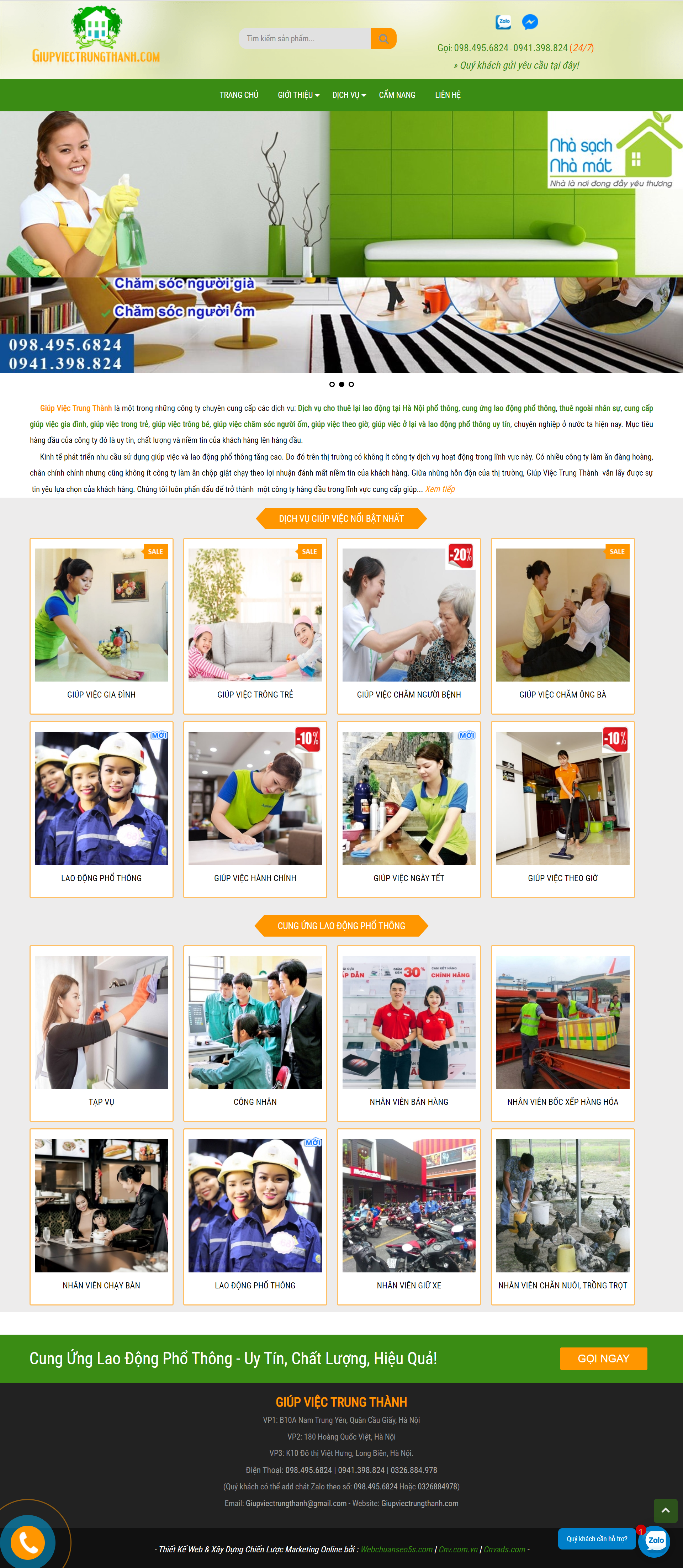 Thiết kế Web dịch vụ giúp việc giupviectrungthanh.com