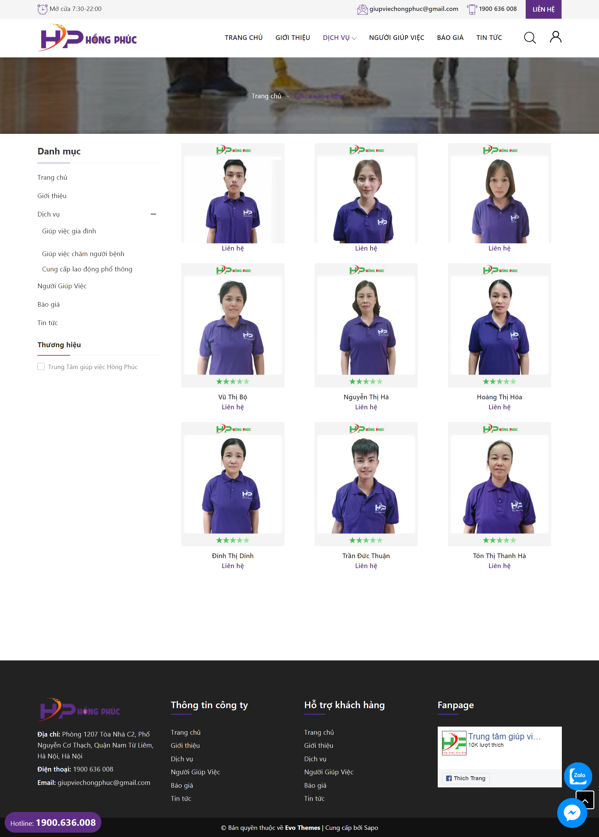 Thiết kế Web dịch vụ giúp việc giupviechongphuc.com