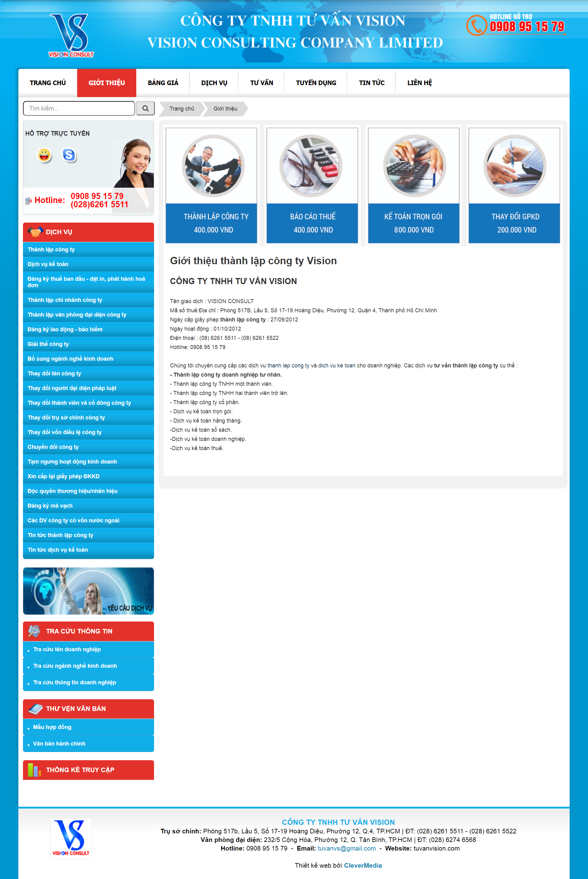 Thiết kế Web dịch vụ tuvanvision.com