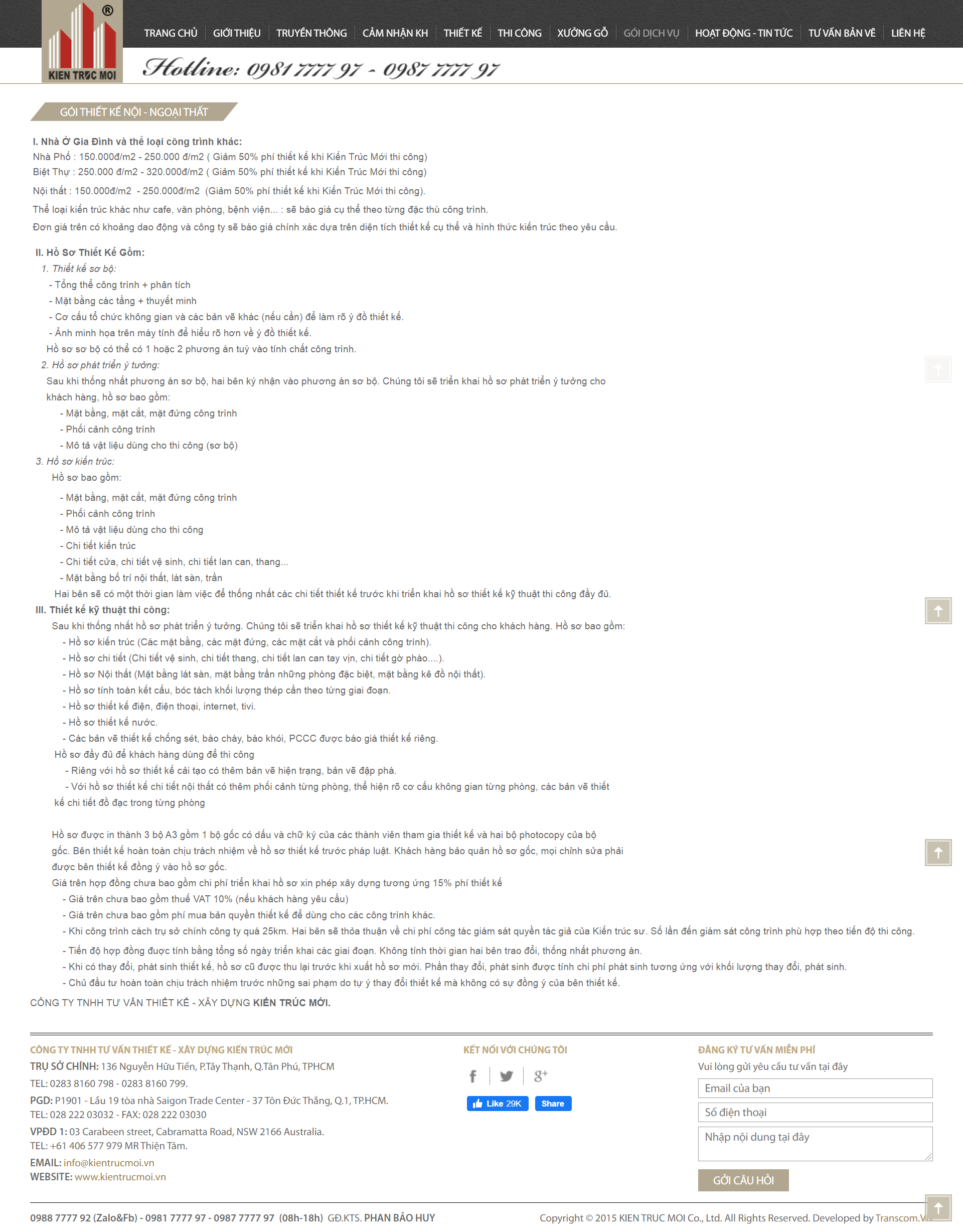 Thiết kế Web kiến trúc kientrucmoi.vn