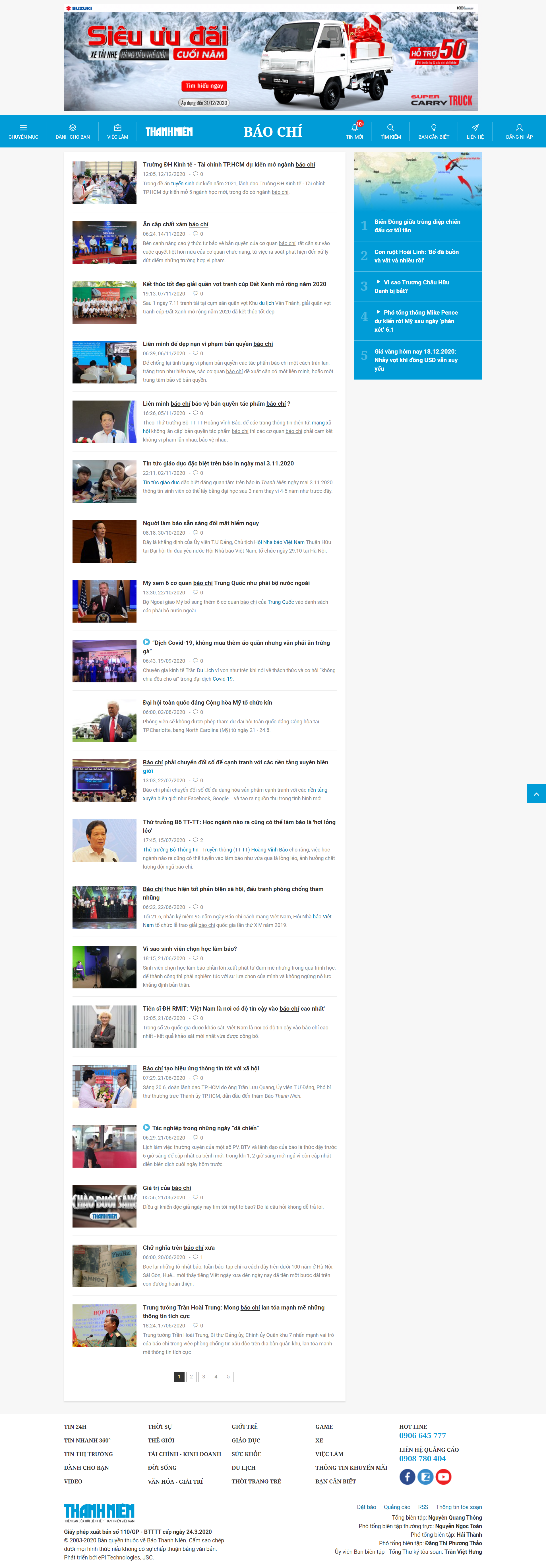 Thiết kế Web báo chí thanhnien.vn