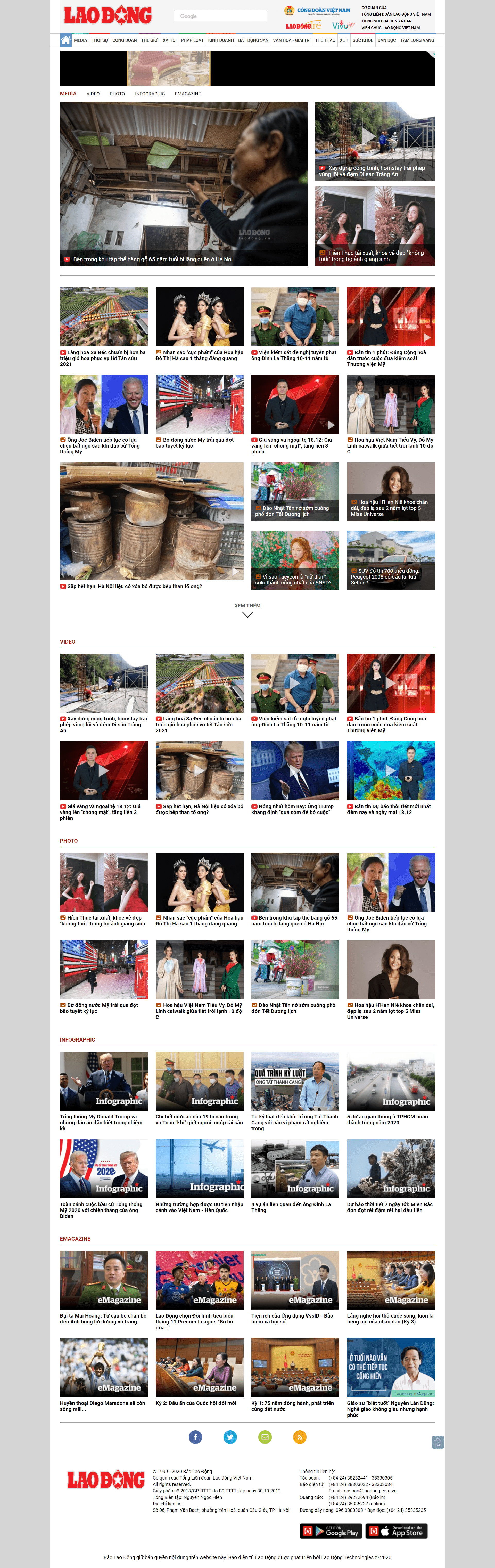 Thiết kế Web báo chí laodong.vn