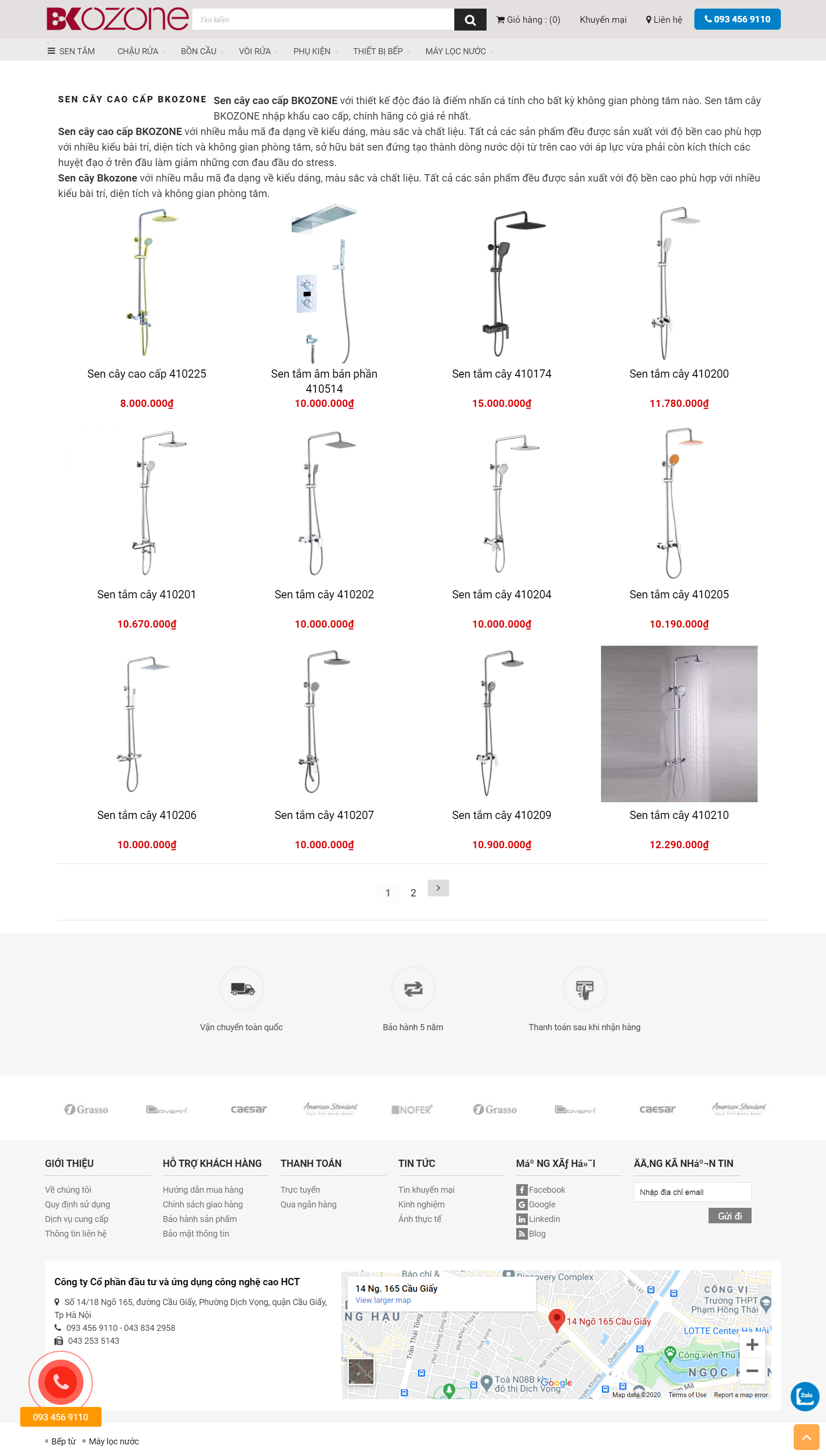 Thiết kế Web sen vòi bkozone.vn