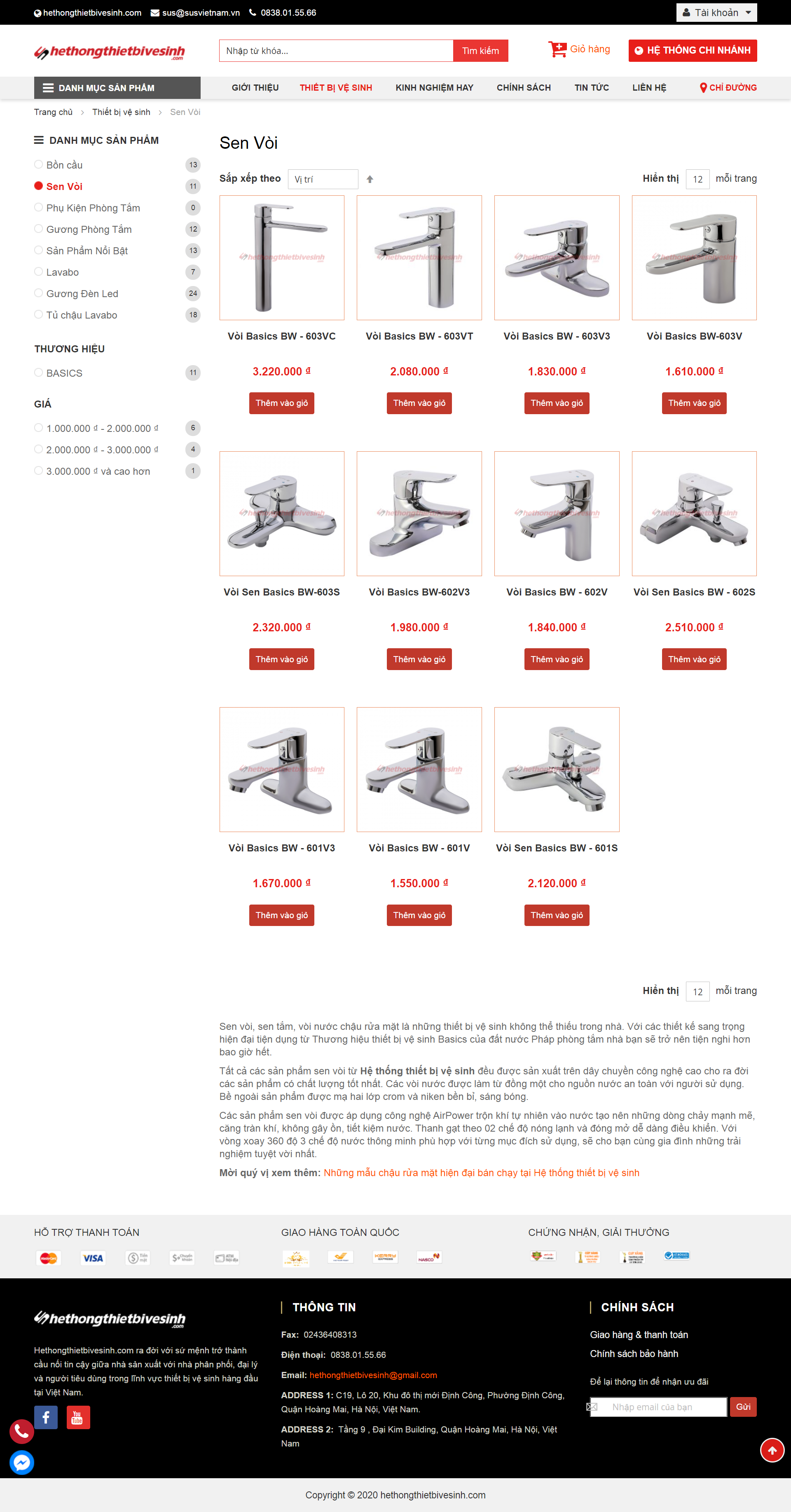 Thiết kế Web sen vòi hethongthietbivesinh.com