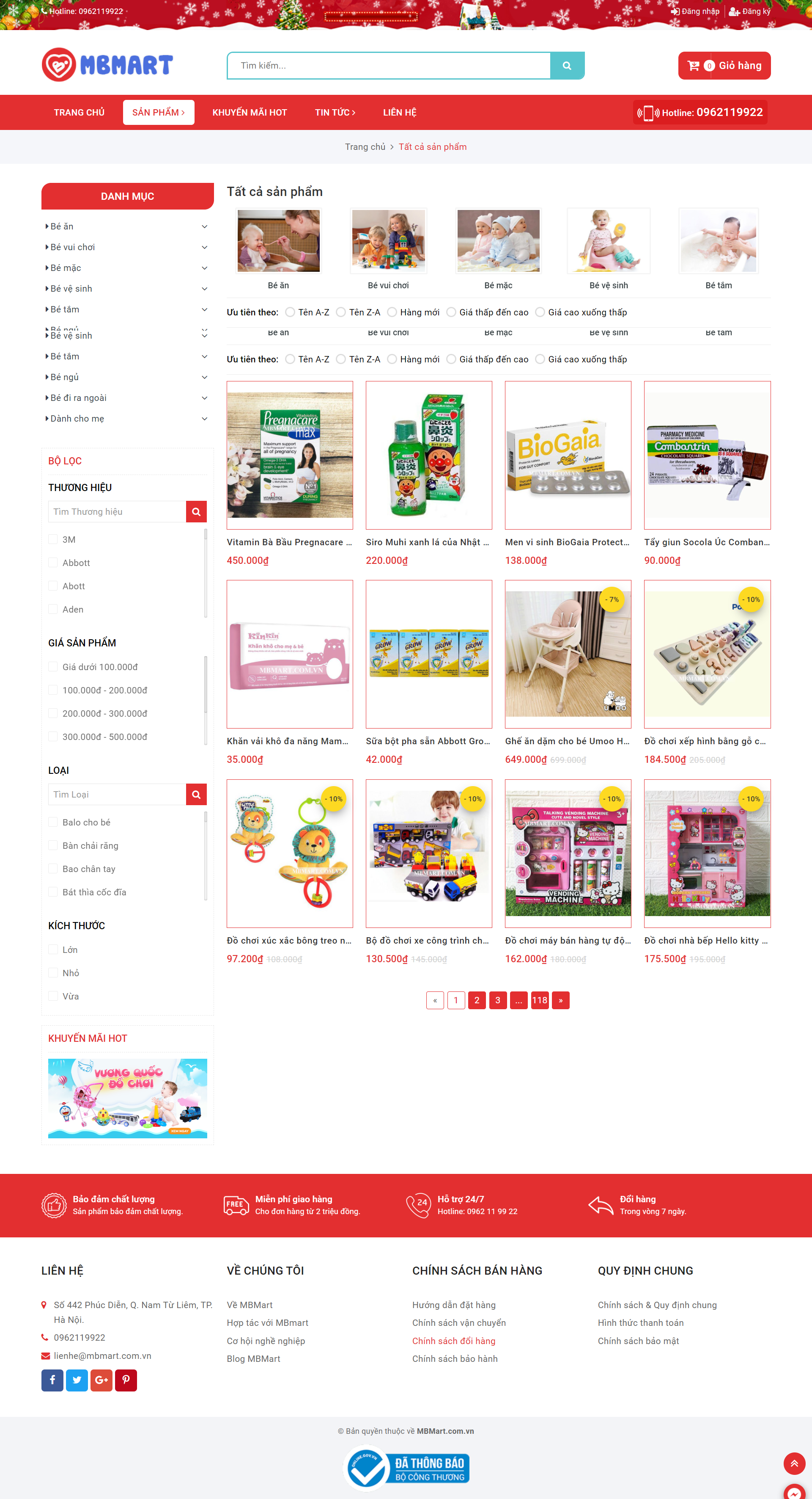 Thiết kế Web mẹ và bé mbmart.com.vn