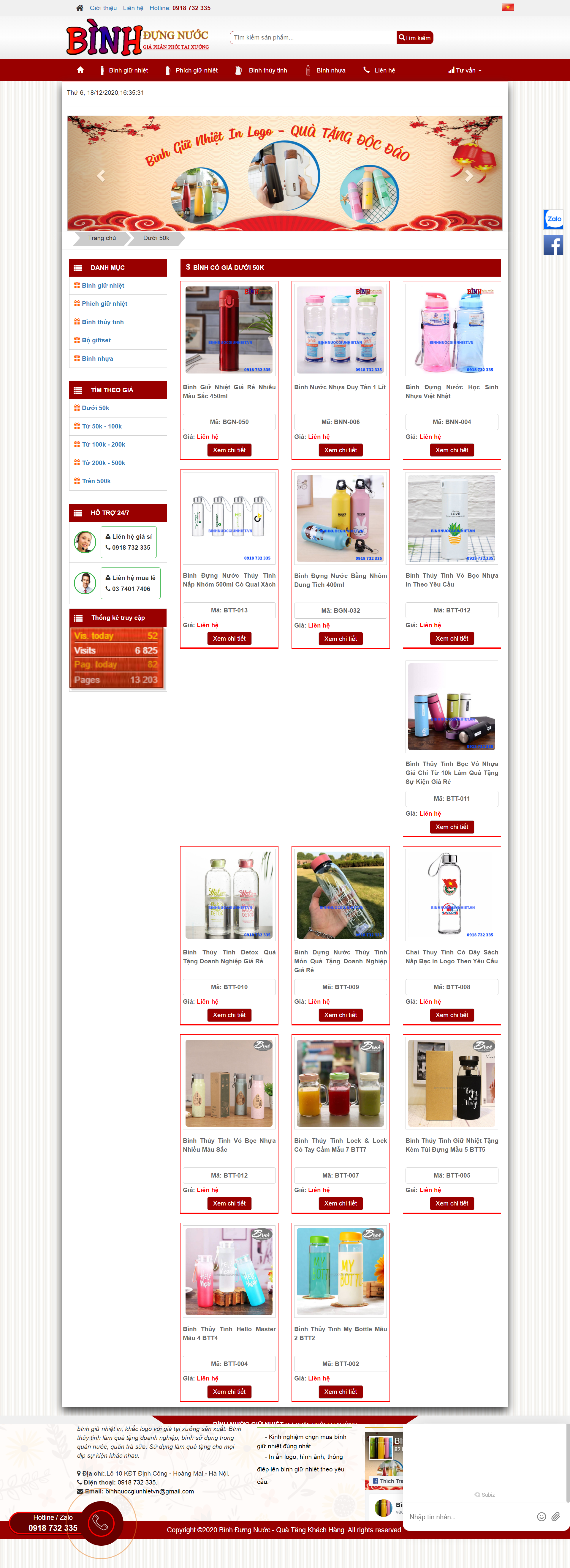 Thiết kế Web bán bình giữ nhiệt binhnuocgiunhiet.vn