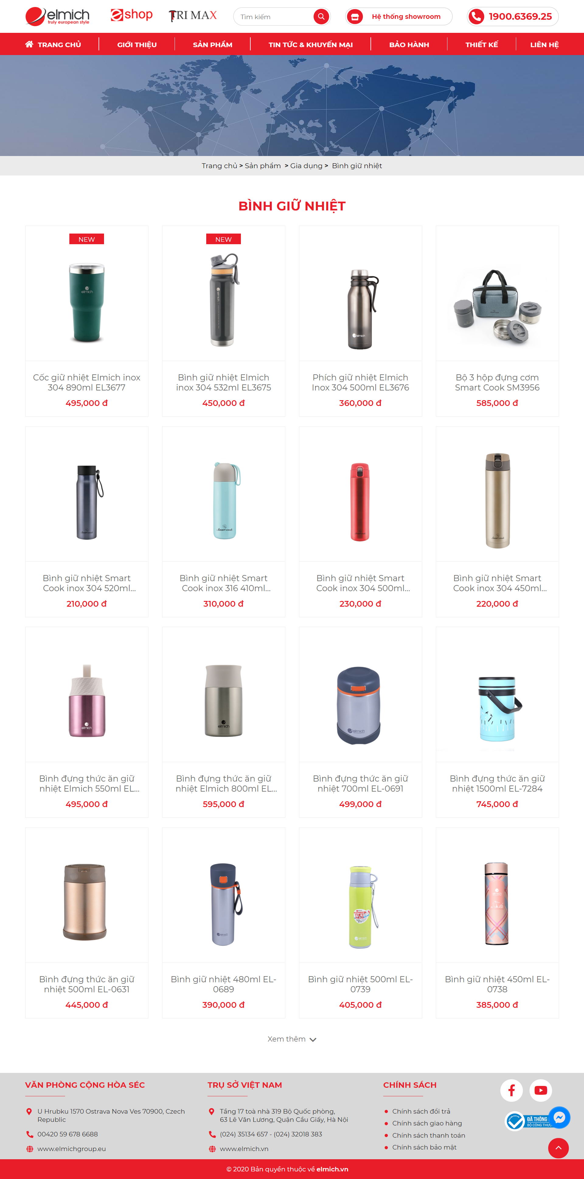 Thiết kế Web bán bình giữ nhiệt elmich.vn