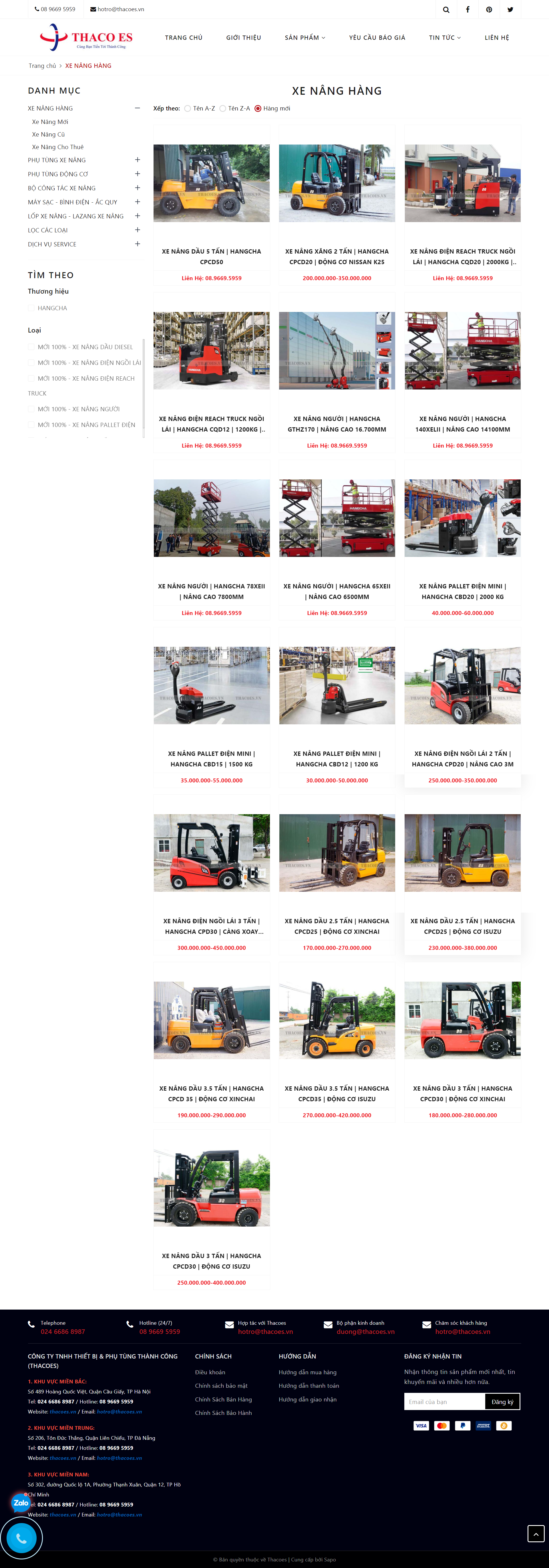 Thiết kế Web bán xe nâng thacoes.com