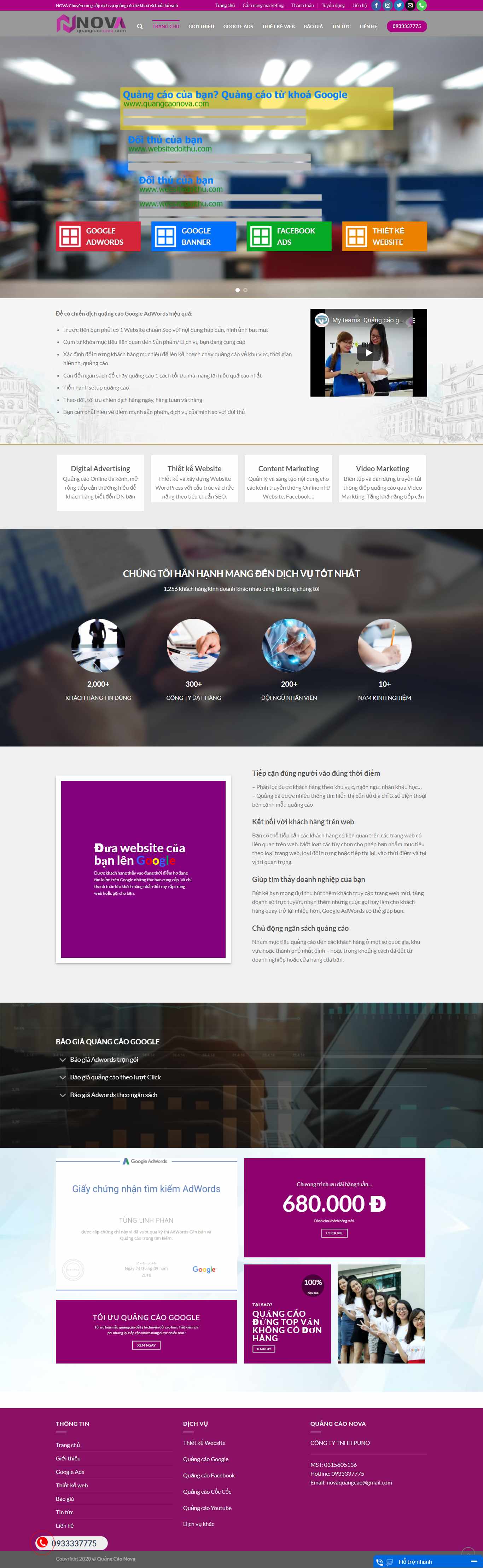 Thiết kế Web quảng cáo google quangcaonova.com