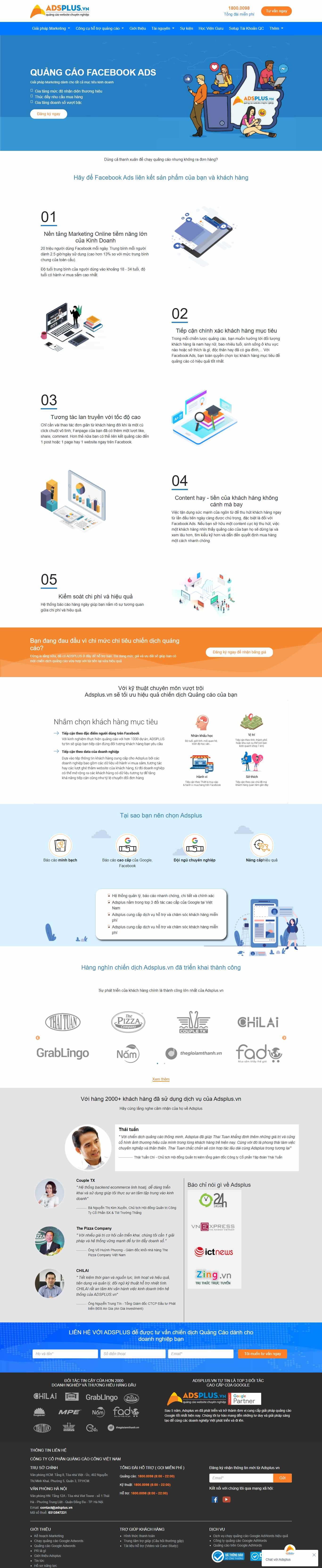 Thiết kế Web quảng cáo facebook adsplus.vn