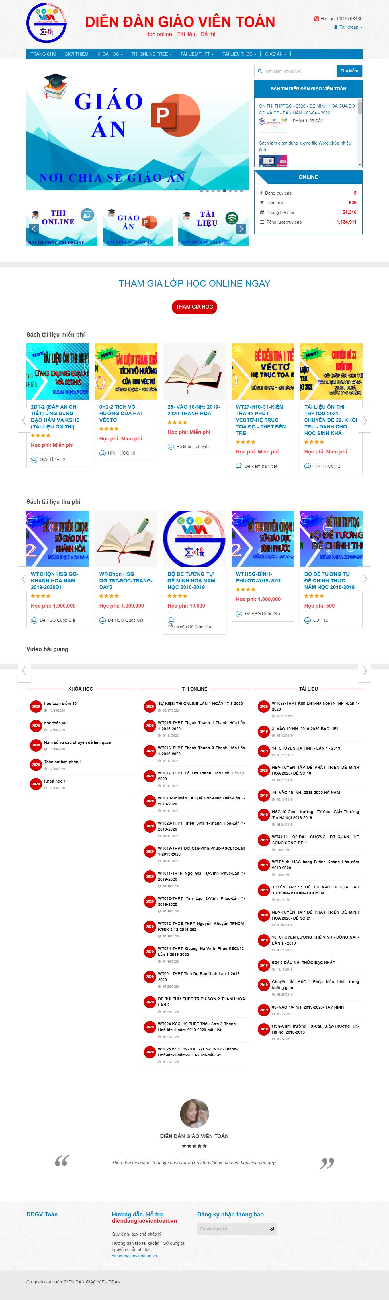 Thiết kế Web diễn đàn diendangiaovientoan.vn