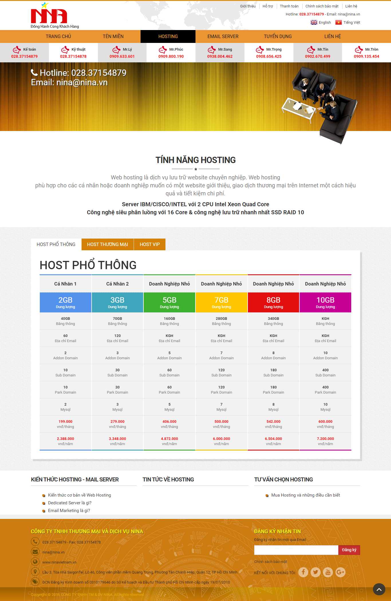 Thiết kế Web bán hosting ninavietnam.vn