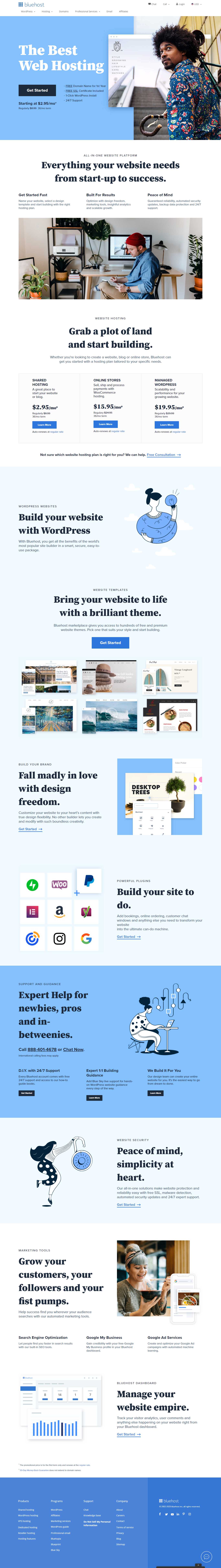 Thiết kế Web bán hosting bluehost.com
