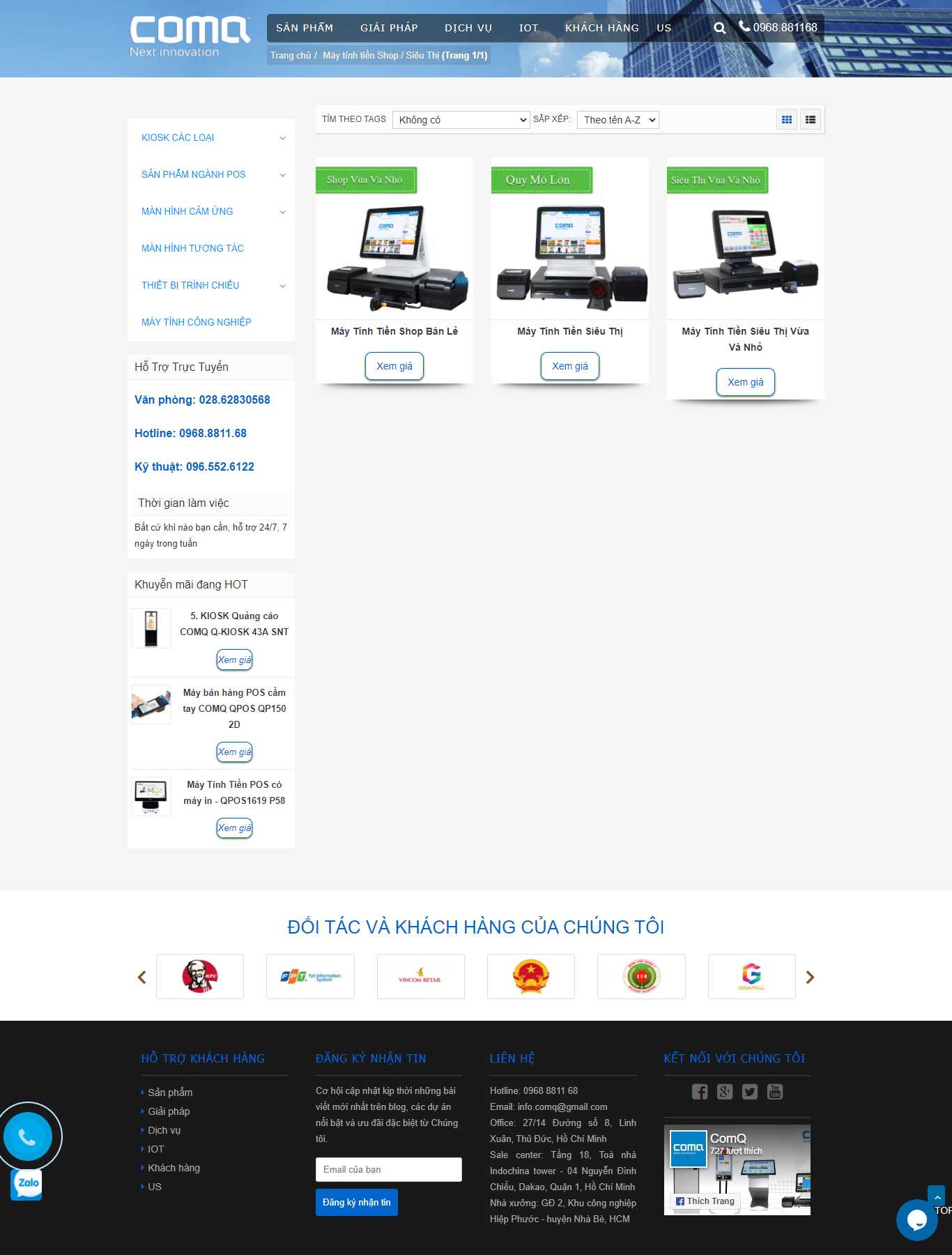 Thiết kế Web máy tính tiền comq.vn