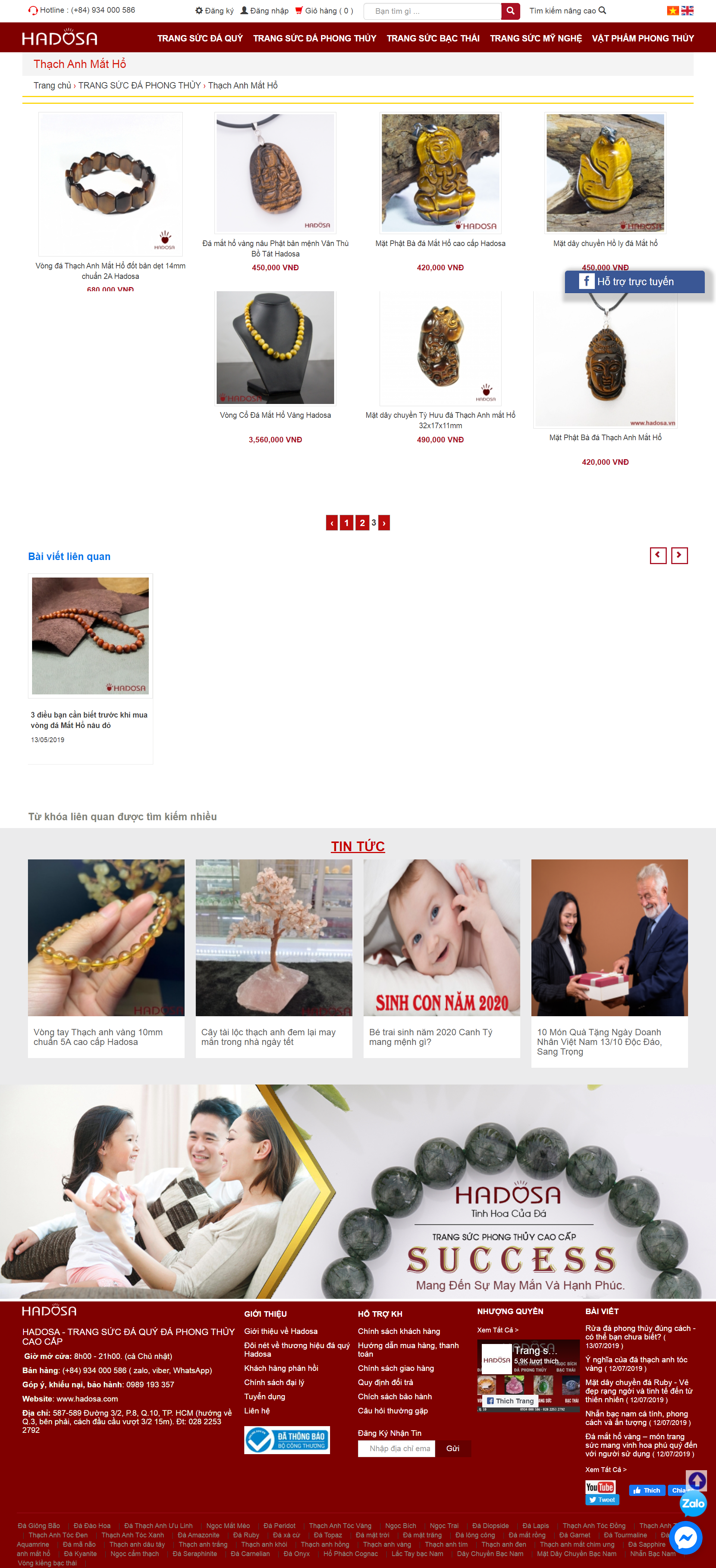 Thiết kế Web vòng tay phong thủy hadosa.com