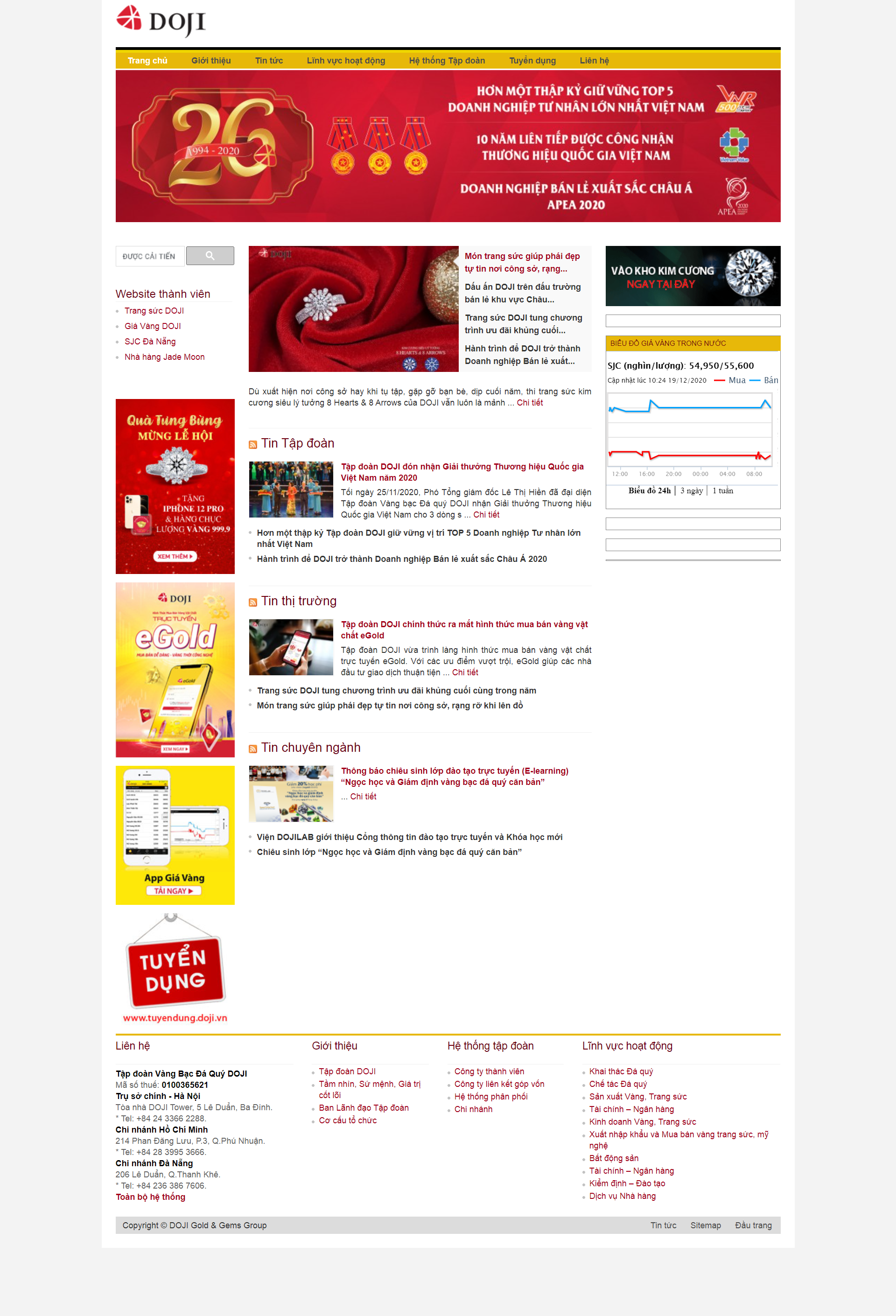 Thiết kế Web trang vàng doji.vn