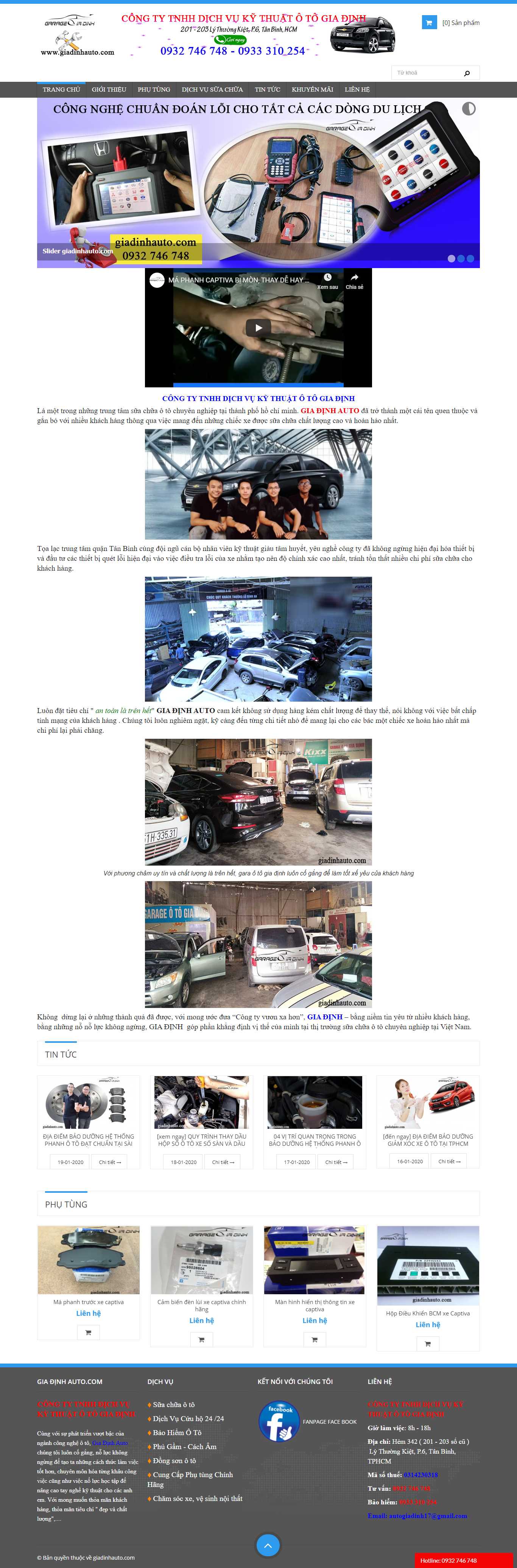 Thiết kế Web gara ô tô giadinhauto.com