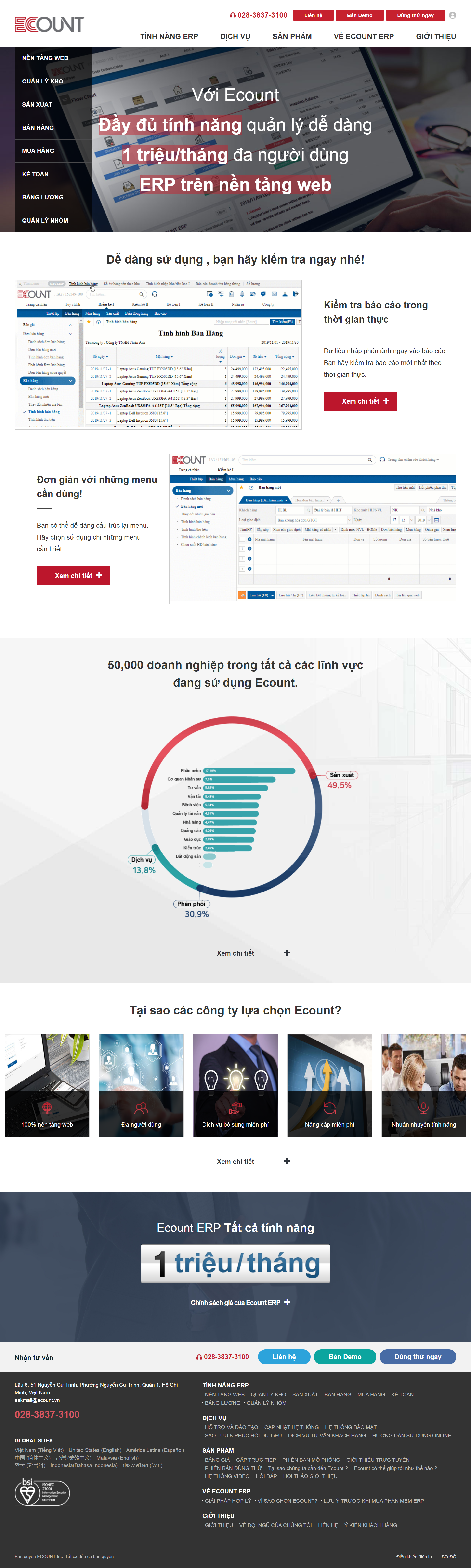 Thiết kế Web phần mềm ecount.com