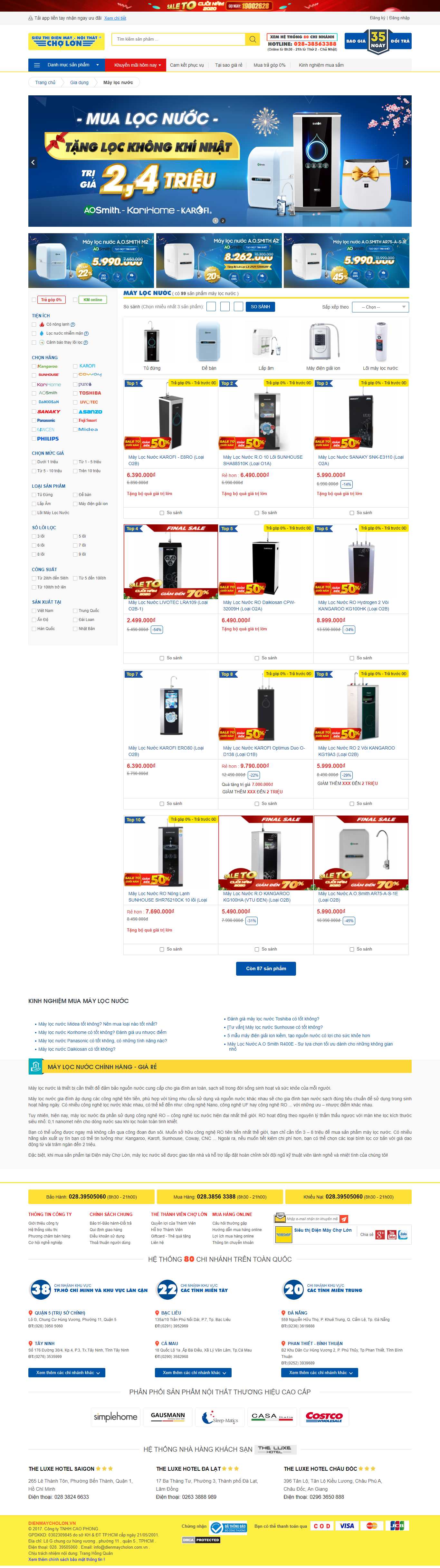 Thiết kế Web máy lọc nước dienmaycholon.vn
