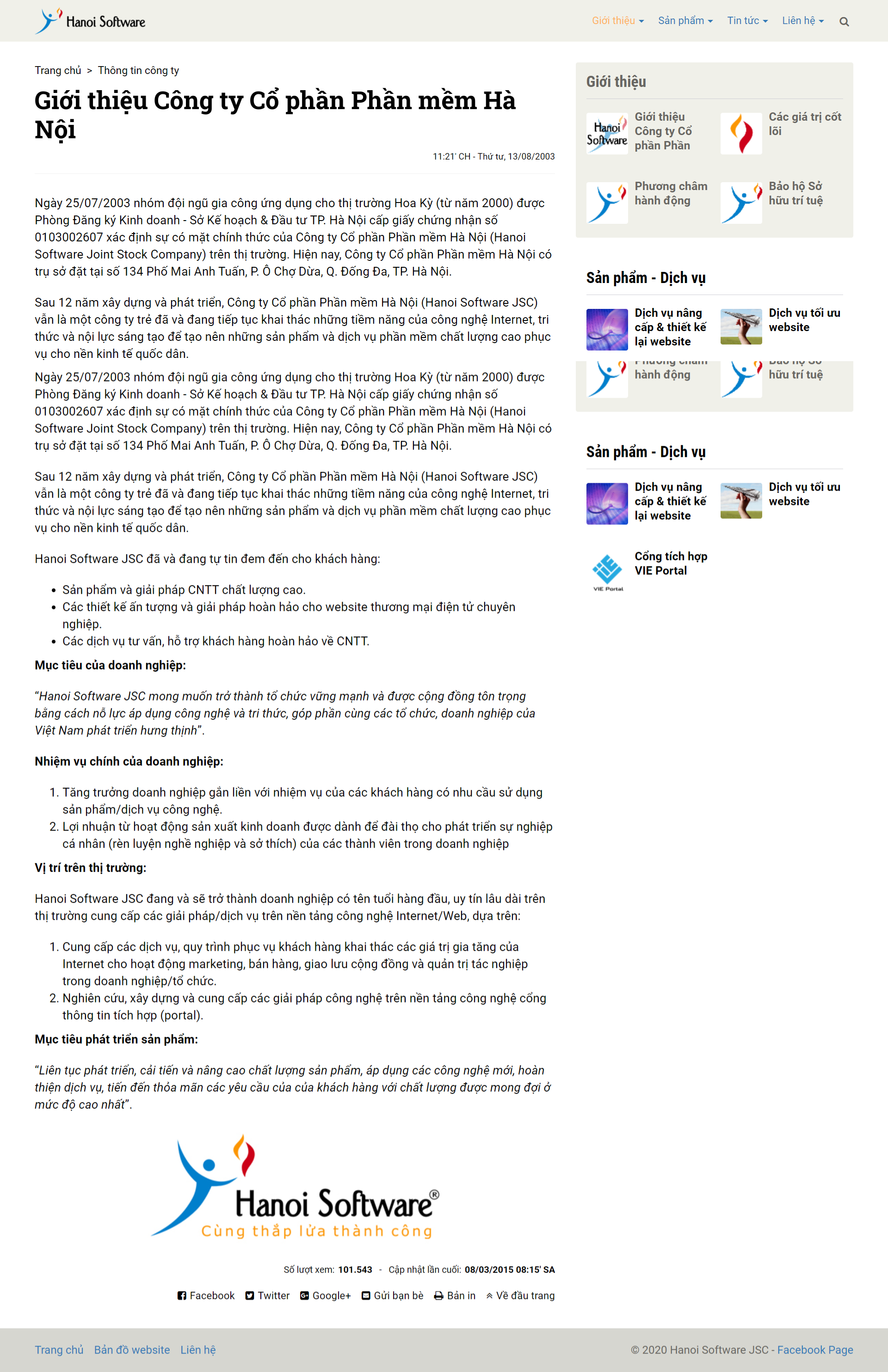 Thiết kế Web phần mềm hanoisoftware.com