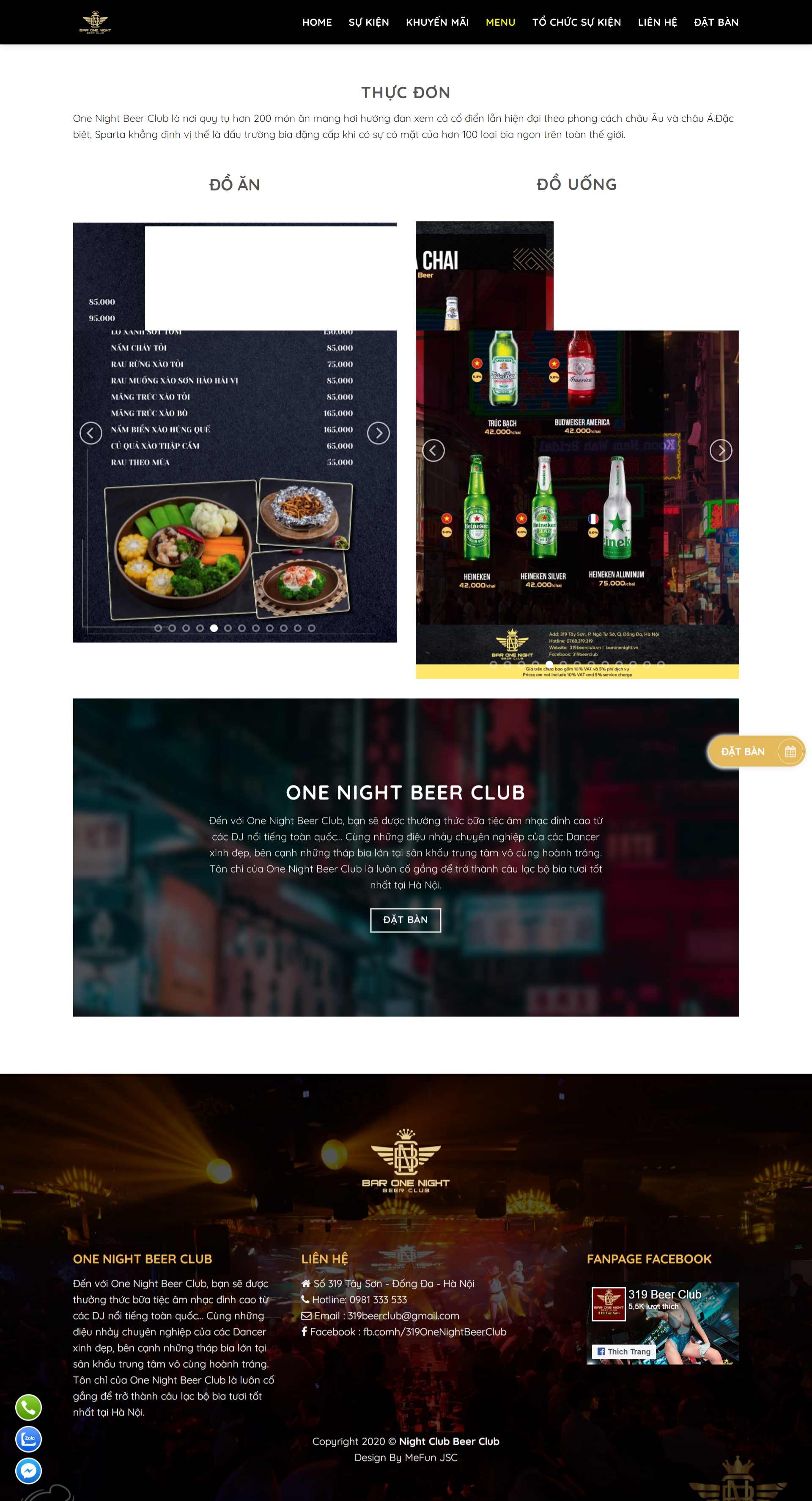 Thiết kế Web quán bia onenightbeerclub.vn