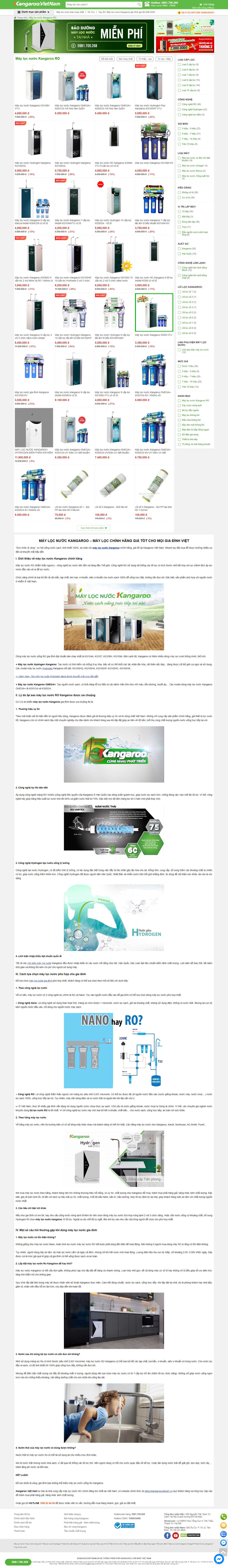 Thiết kế Web máy lọc nước kangaroovietnam.vn