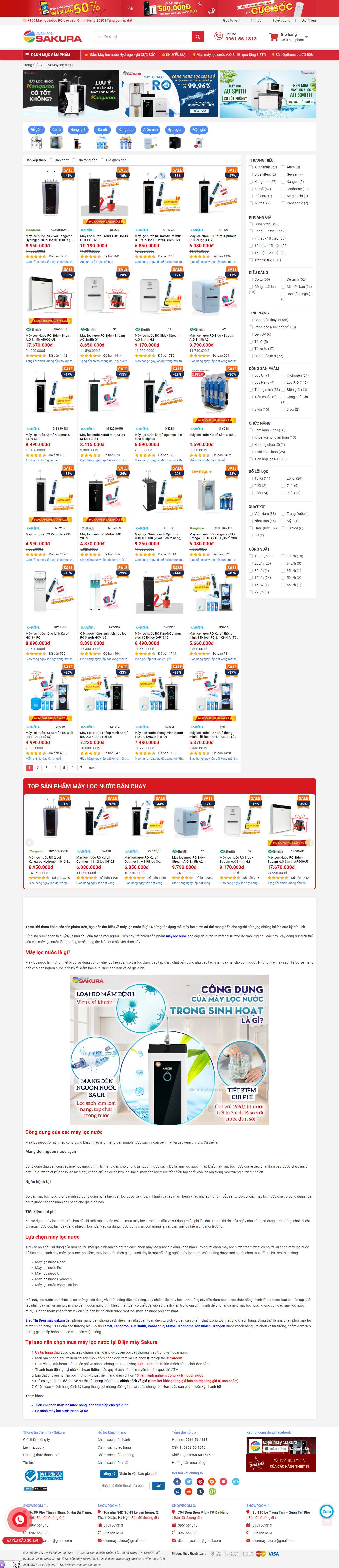 Thiết kế Web máy lọc nước dienmaysakura.vn