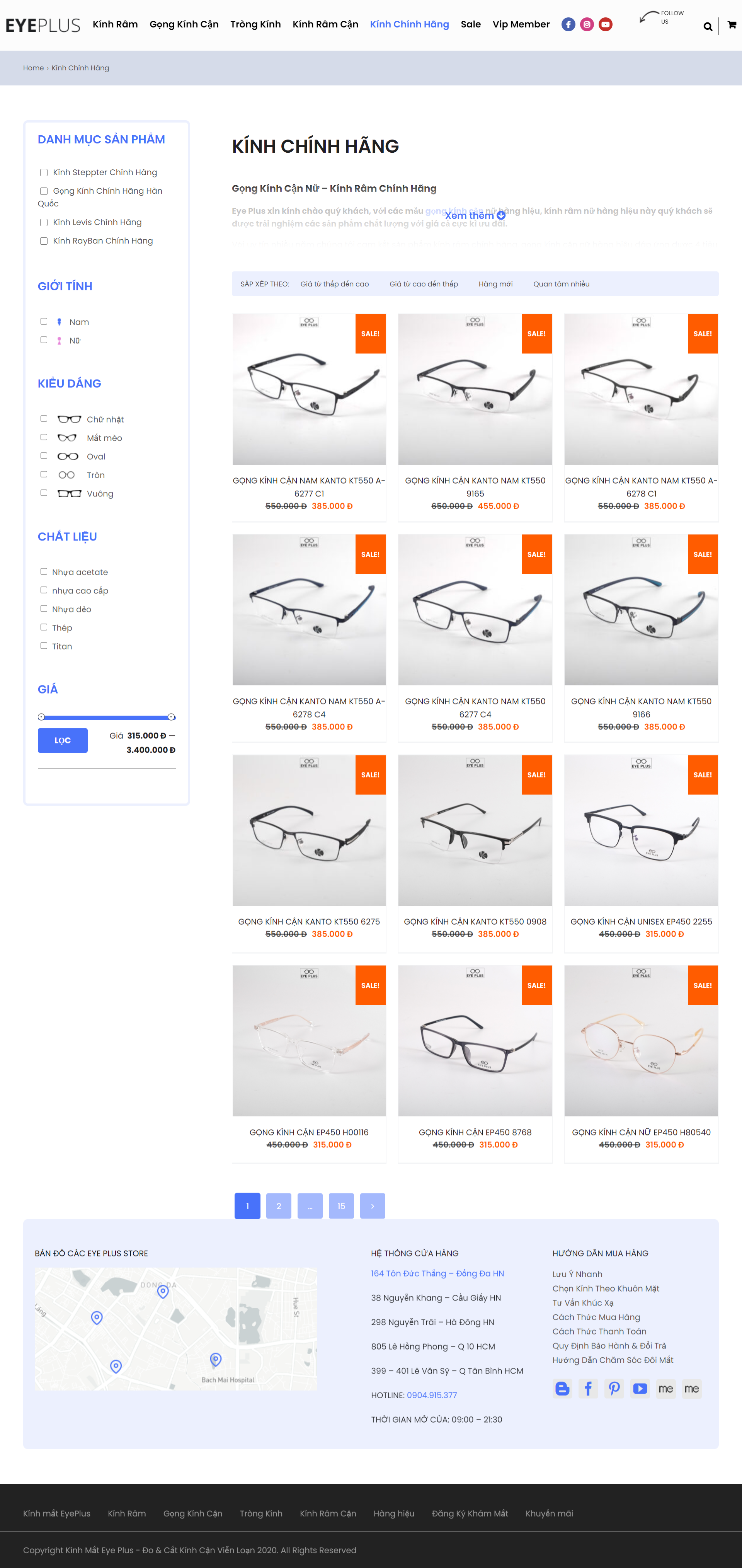 Thiết kế Web kinh mắt thời trang kinhmateyeplus.com