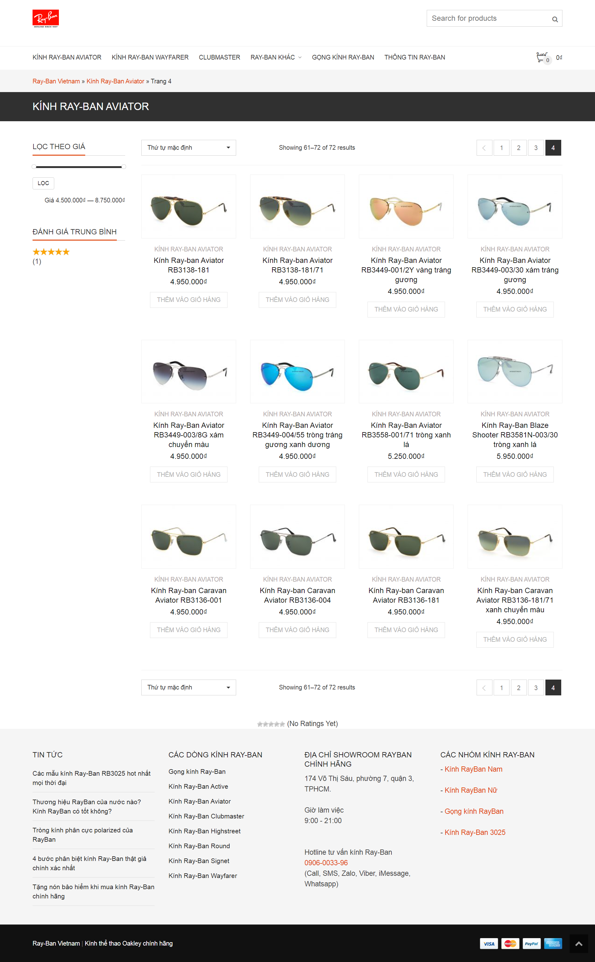 Thiết kế Web kinh mắt thời trang raybanvietnam.vn