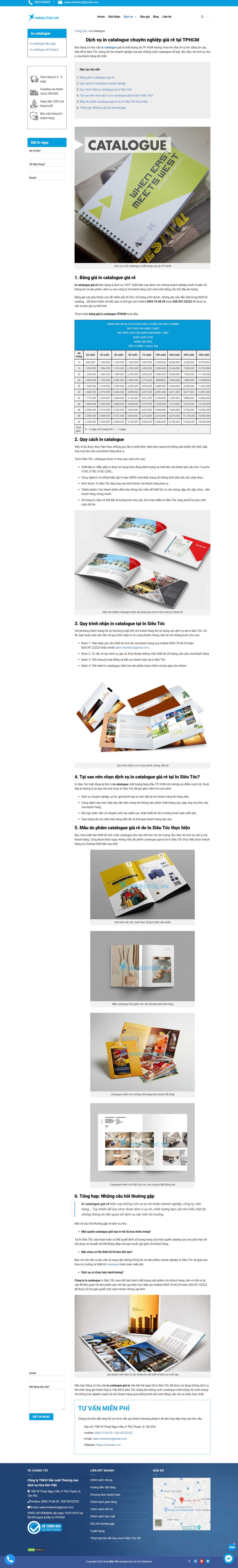 Thiết kế Web catalogue insieutoc.vn