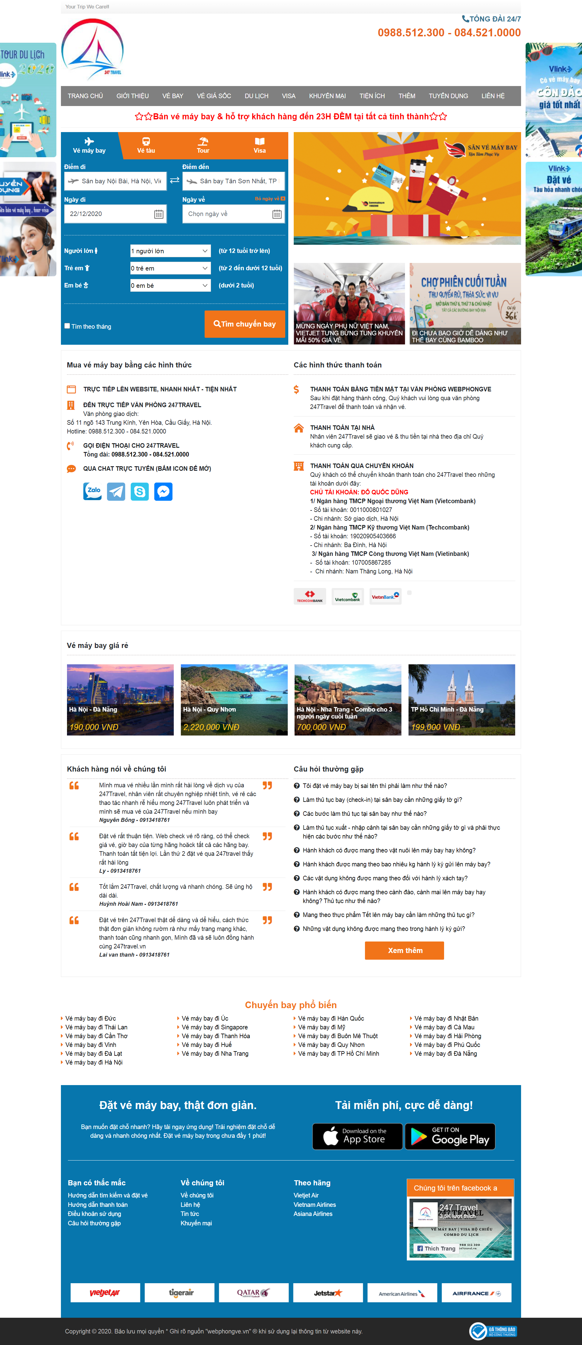 Thiết kế Web bán vé máy bay 247travel.vn