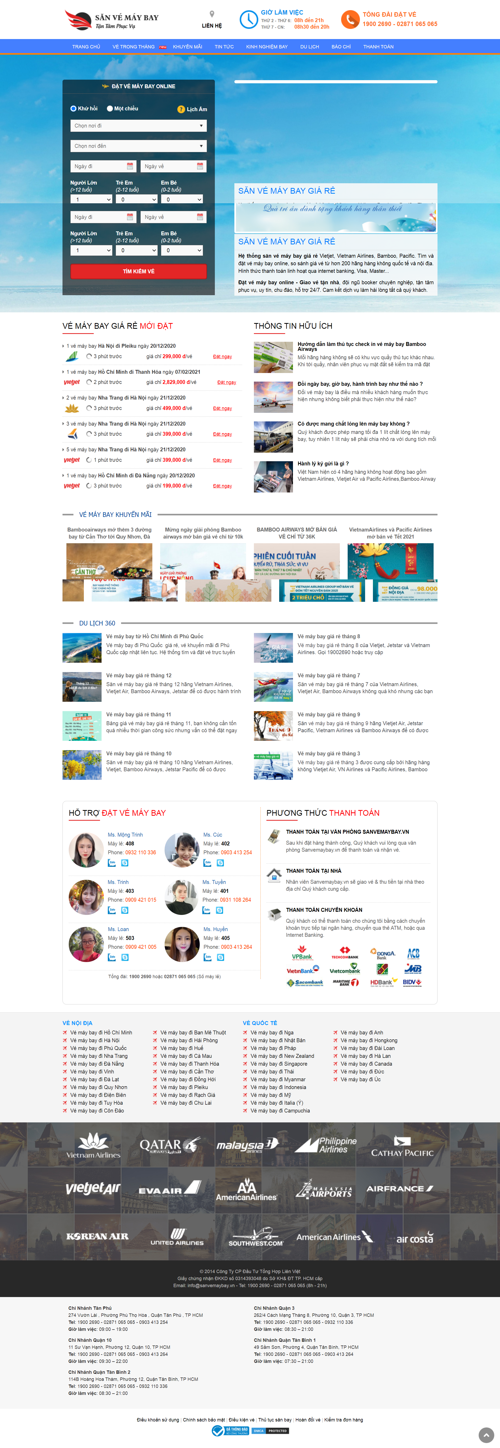 Thiết kế Web bán vé máy bay sanvemaybay.vn