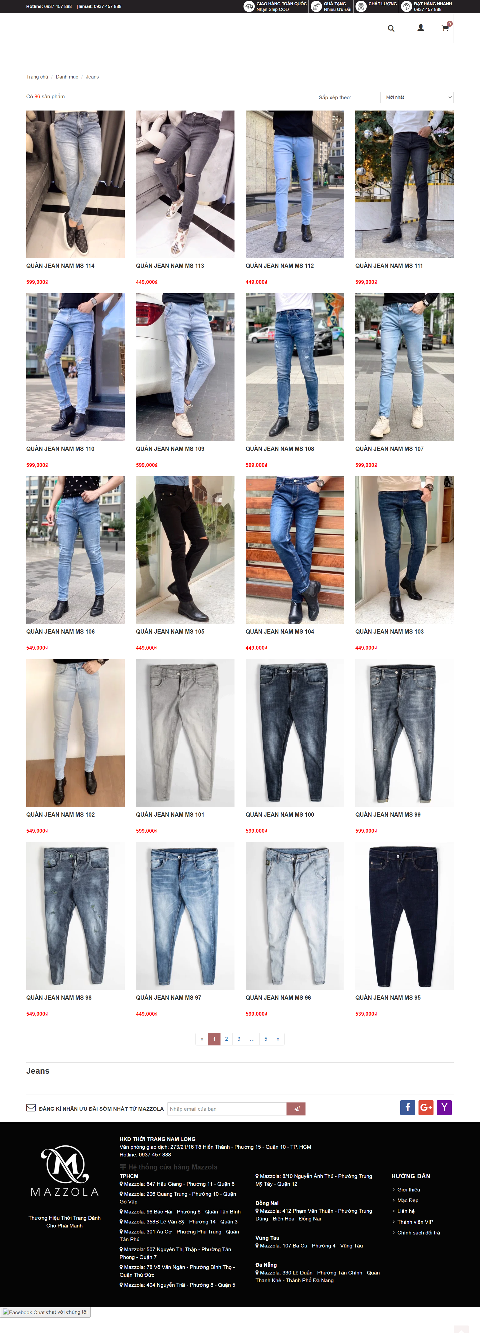 Thiết kế Web bán quần áo mazzola.vn