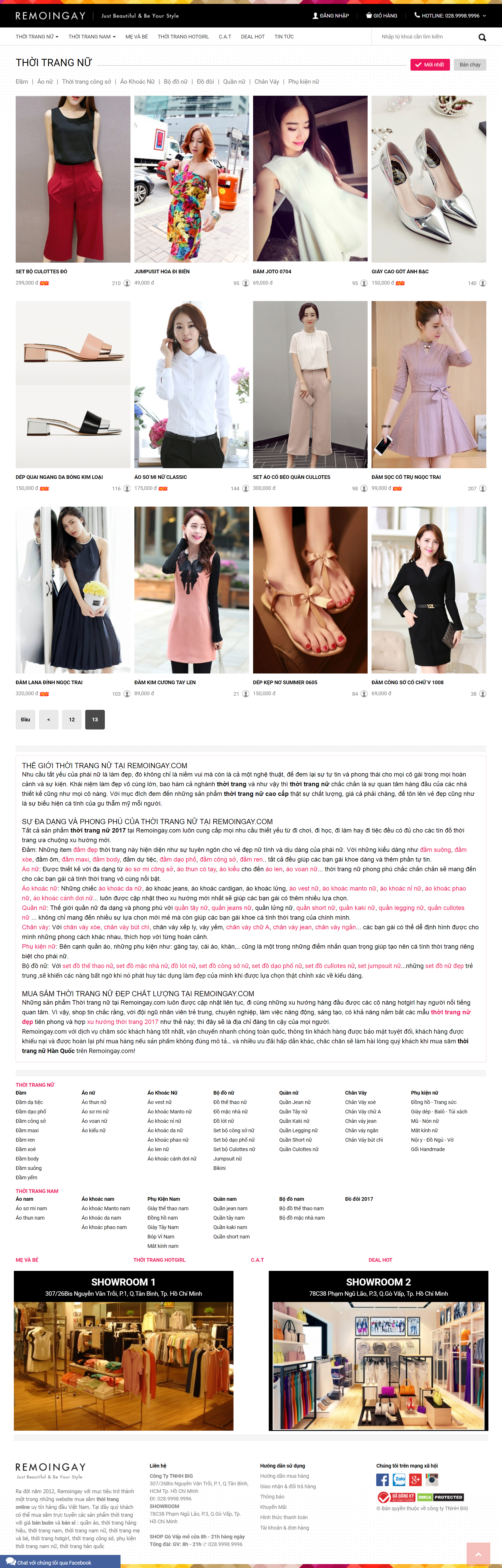 Thiết kế Web bán quần áo remoingay.com