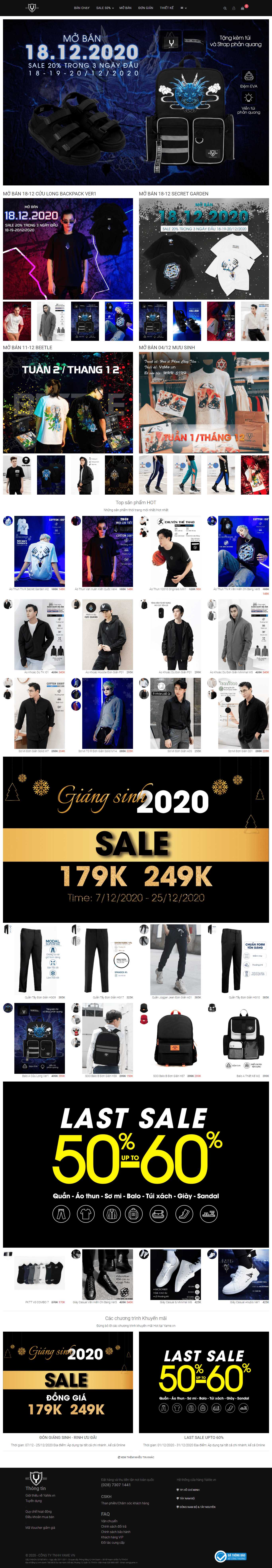 Thiết kế Web bán quần áo yame.vn