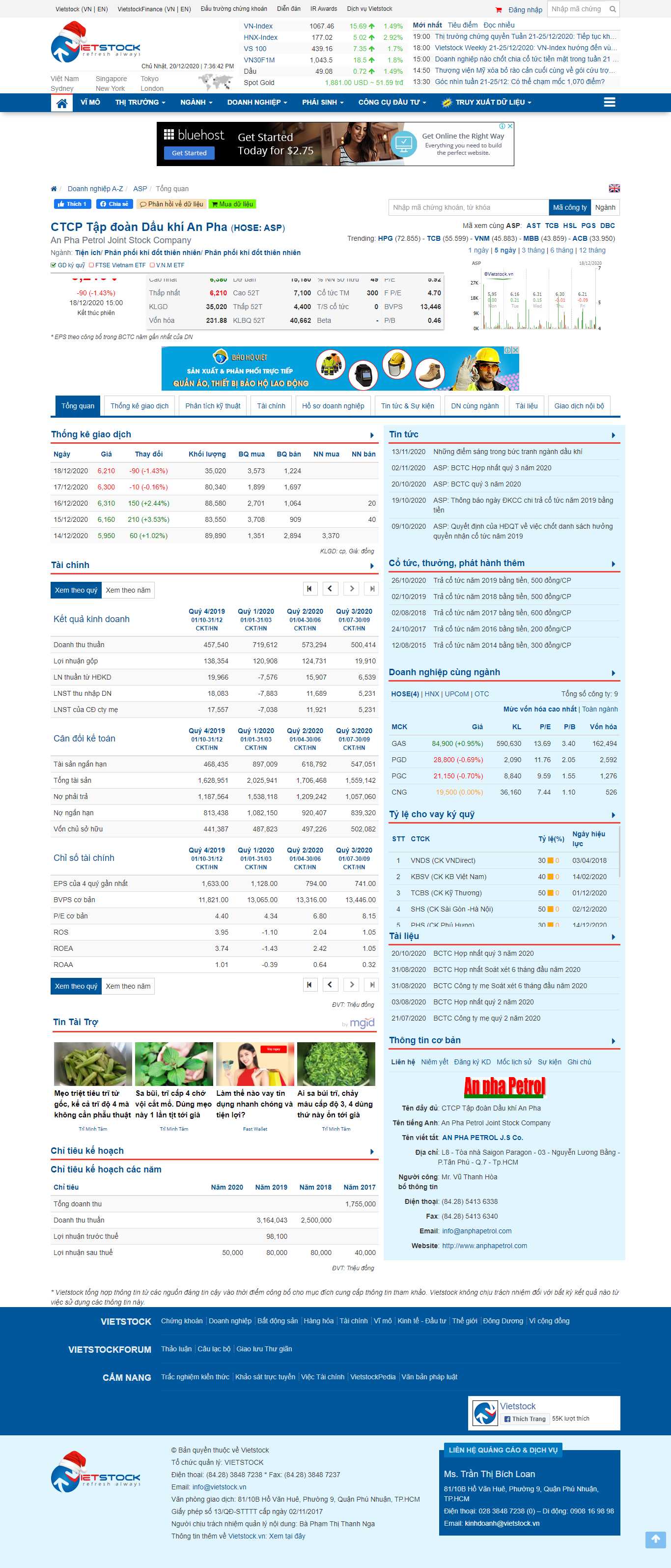 Thiết kế Web asp.net finance.vietstock.vn