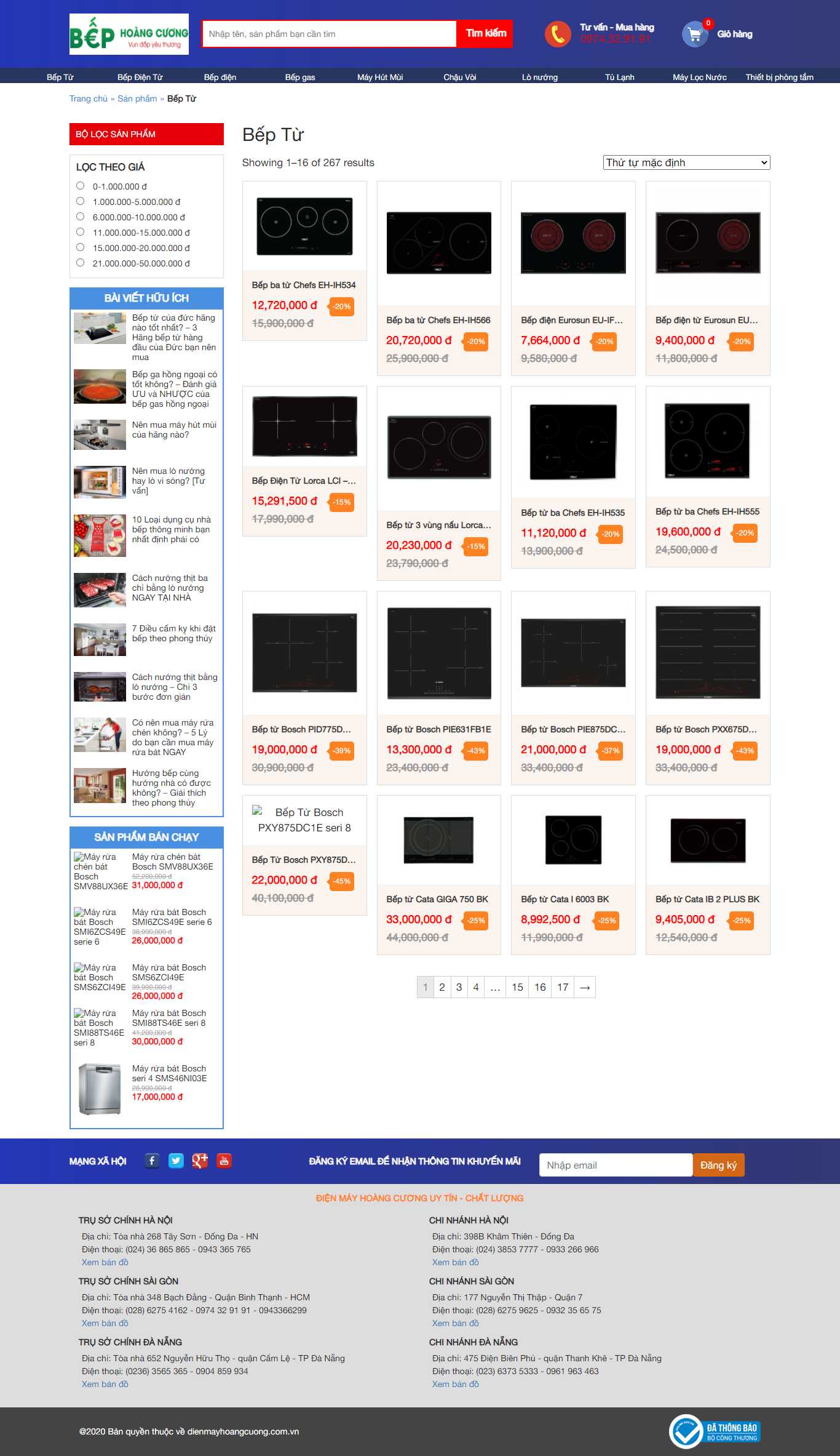 Thiết kế Web bán bếp từ đẹp dienmayhoangcuong.com.vn