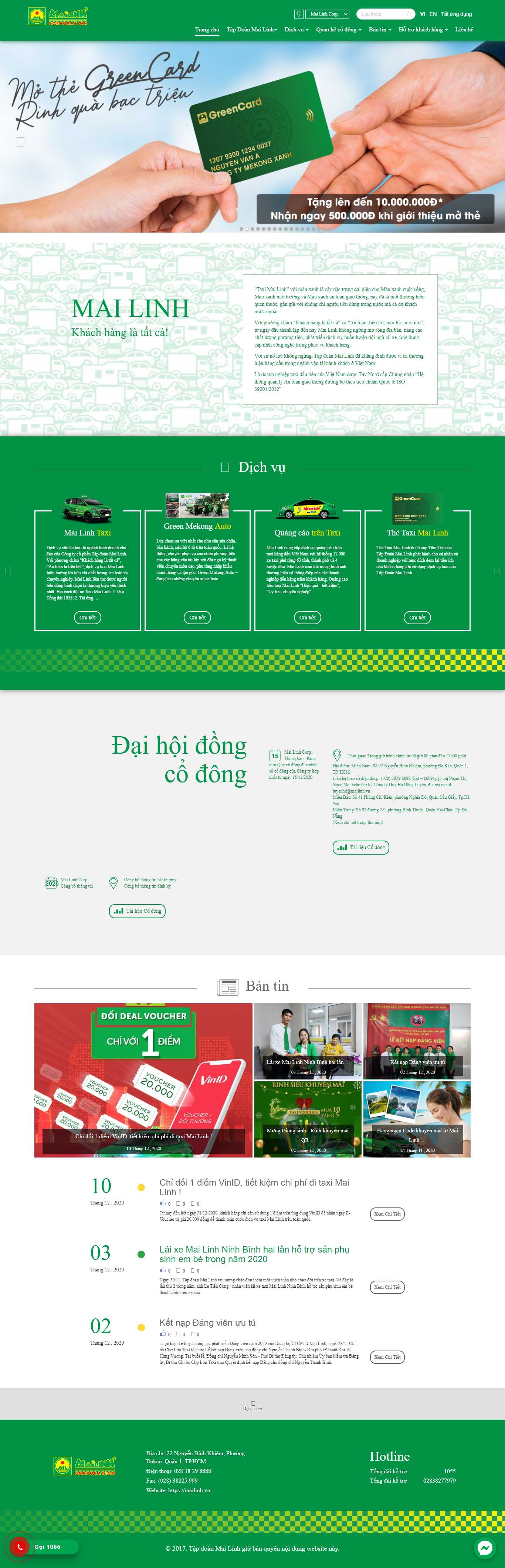 Thiết kế Web hãng taxi mailinh.vn